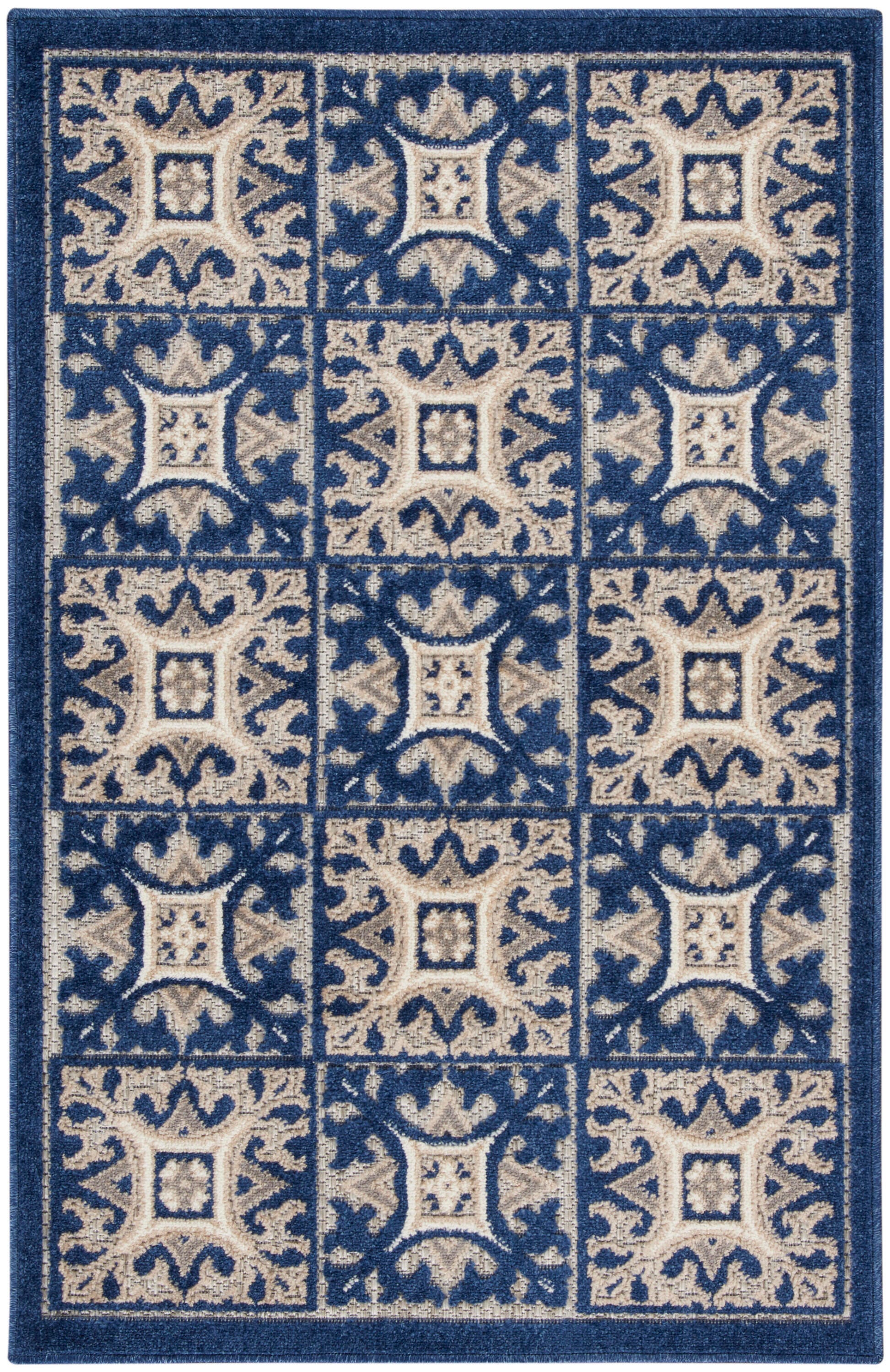 Nourison Home Splash 2'8" X 4' Small Geometric Area Rug, Blue, large