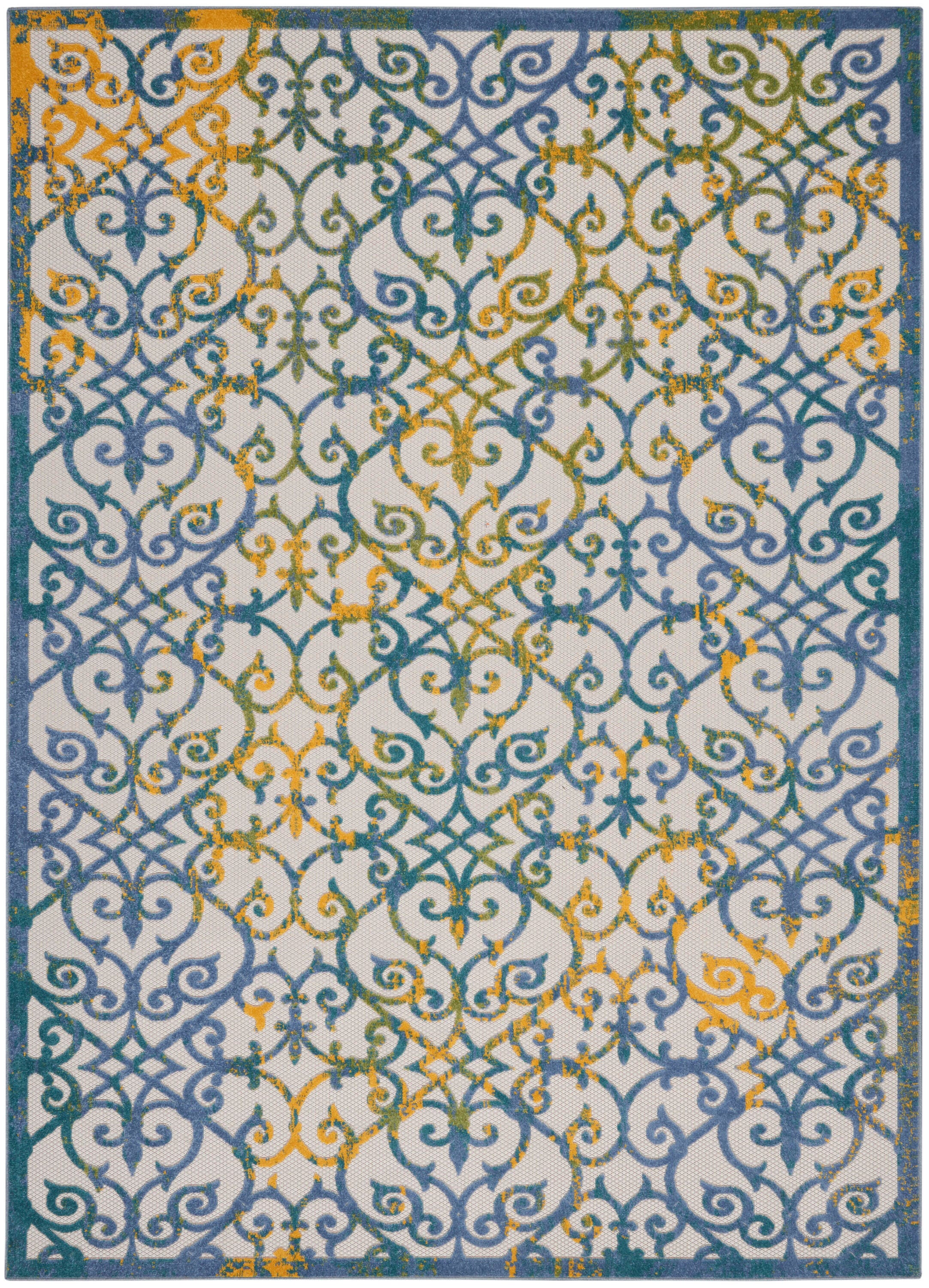 Nourison Home Splash 12' X 15' Geometric Area Rug, Ivory Blue, large
