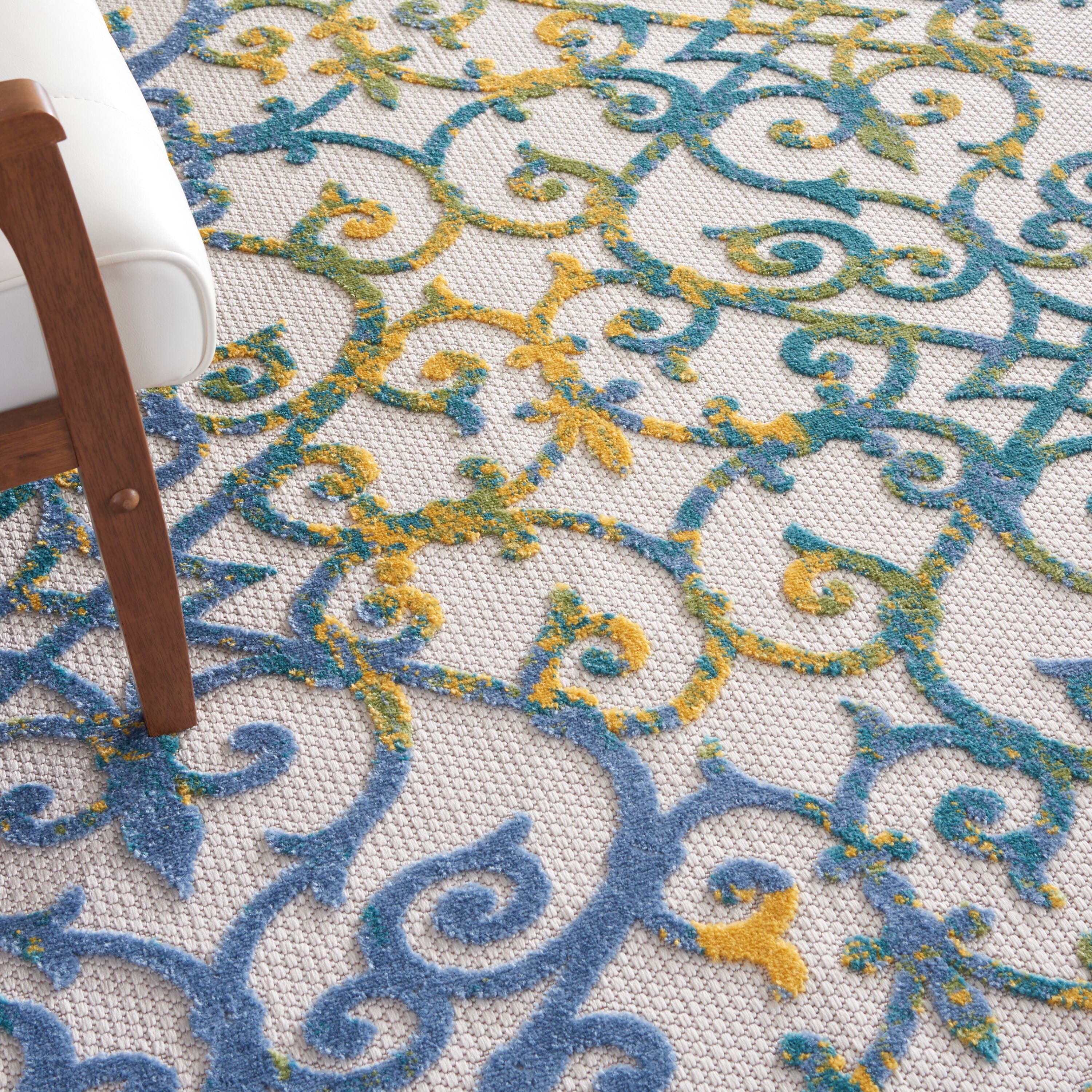 Nourison Home Splash 12' X 15' Geometric Area Rug, Ivory Blue, large
