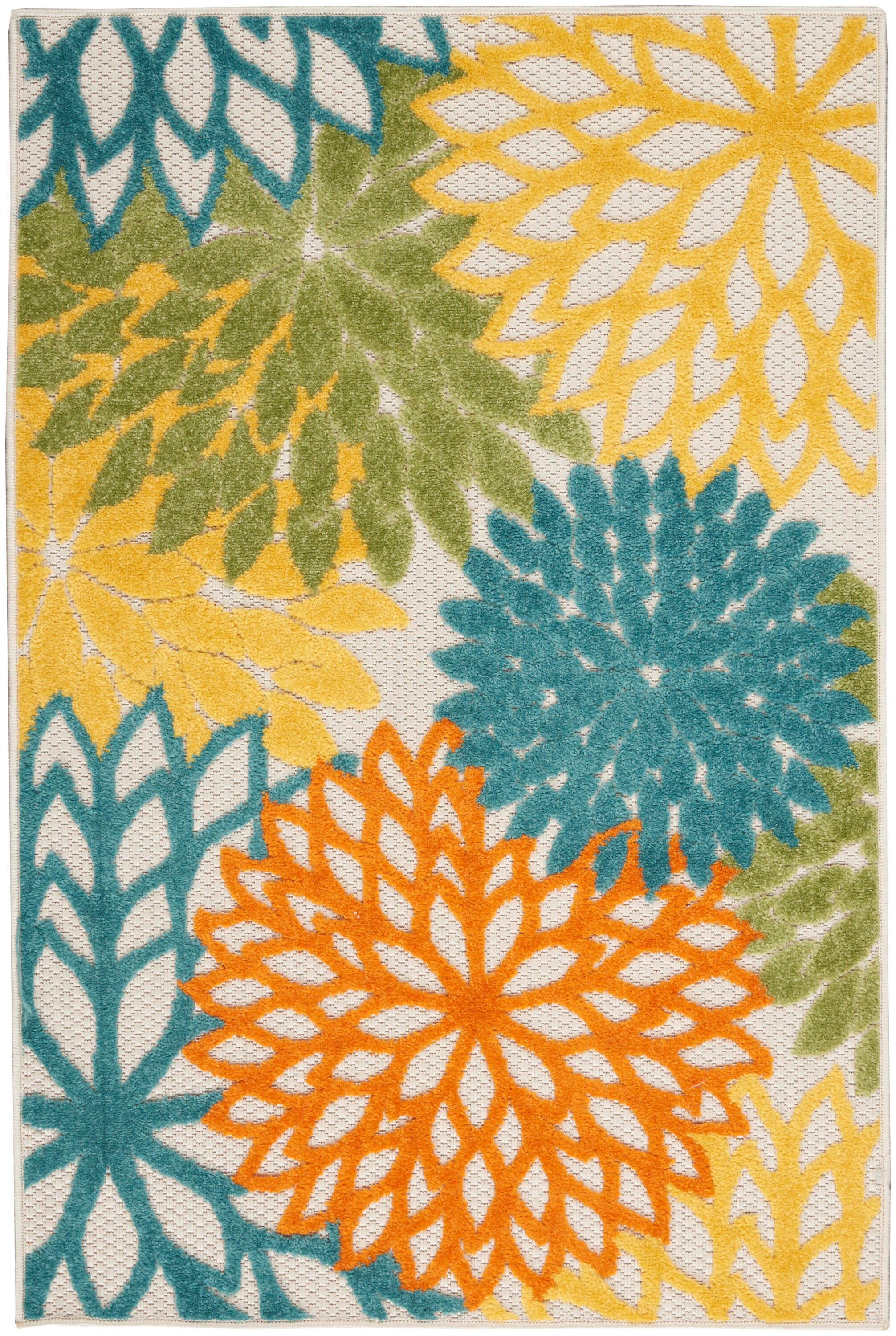 Nourison Home Splash 3' X 5' Dahlia Floral Area Rug, Turquoise/Multi, large