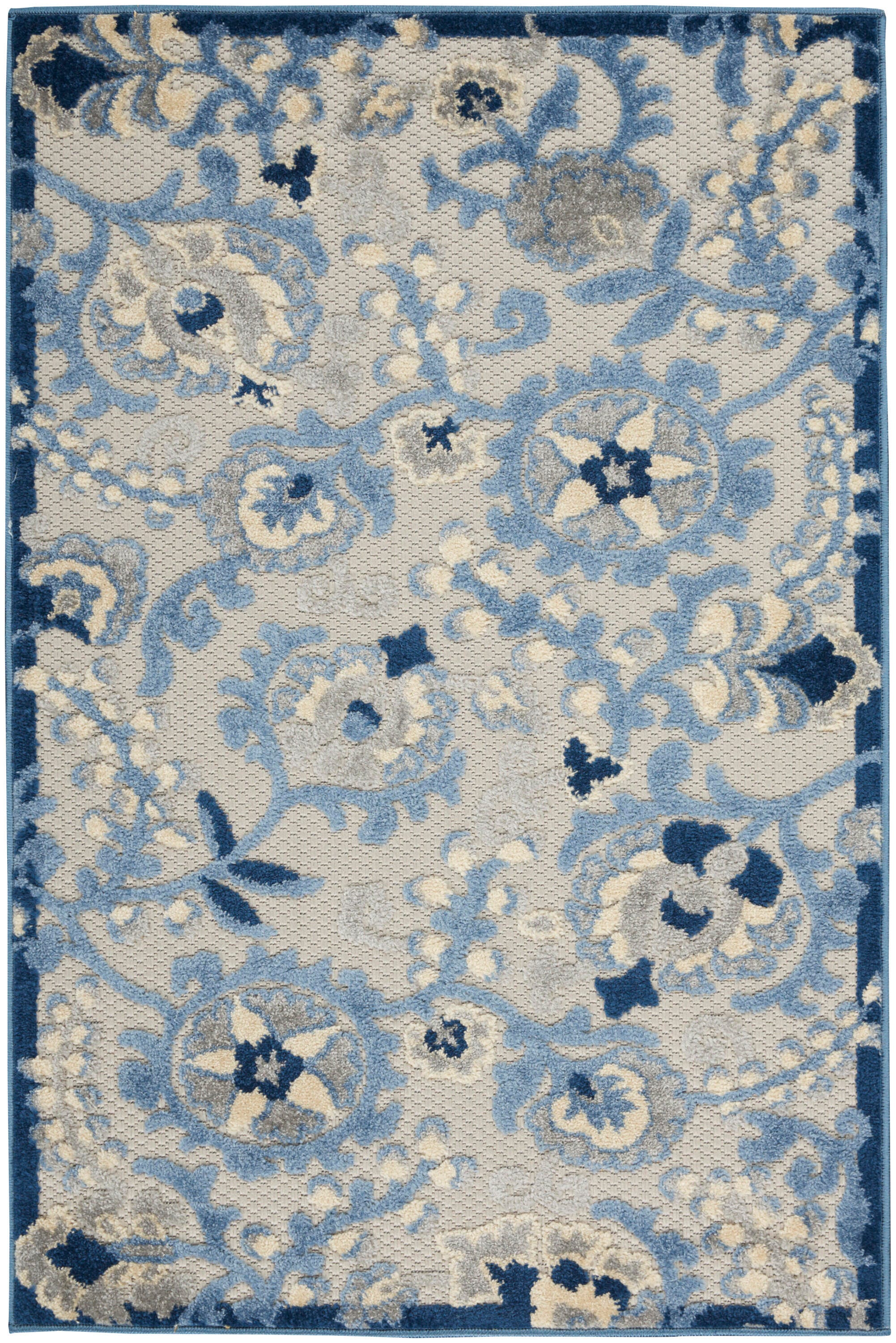Nourison Home Splash 3' X 5' Leafy Vines Area Rug, Blue/Gray, large