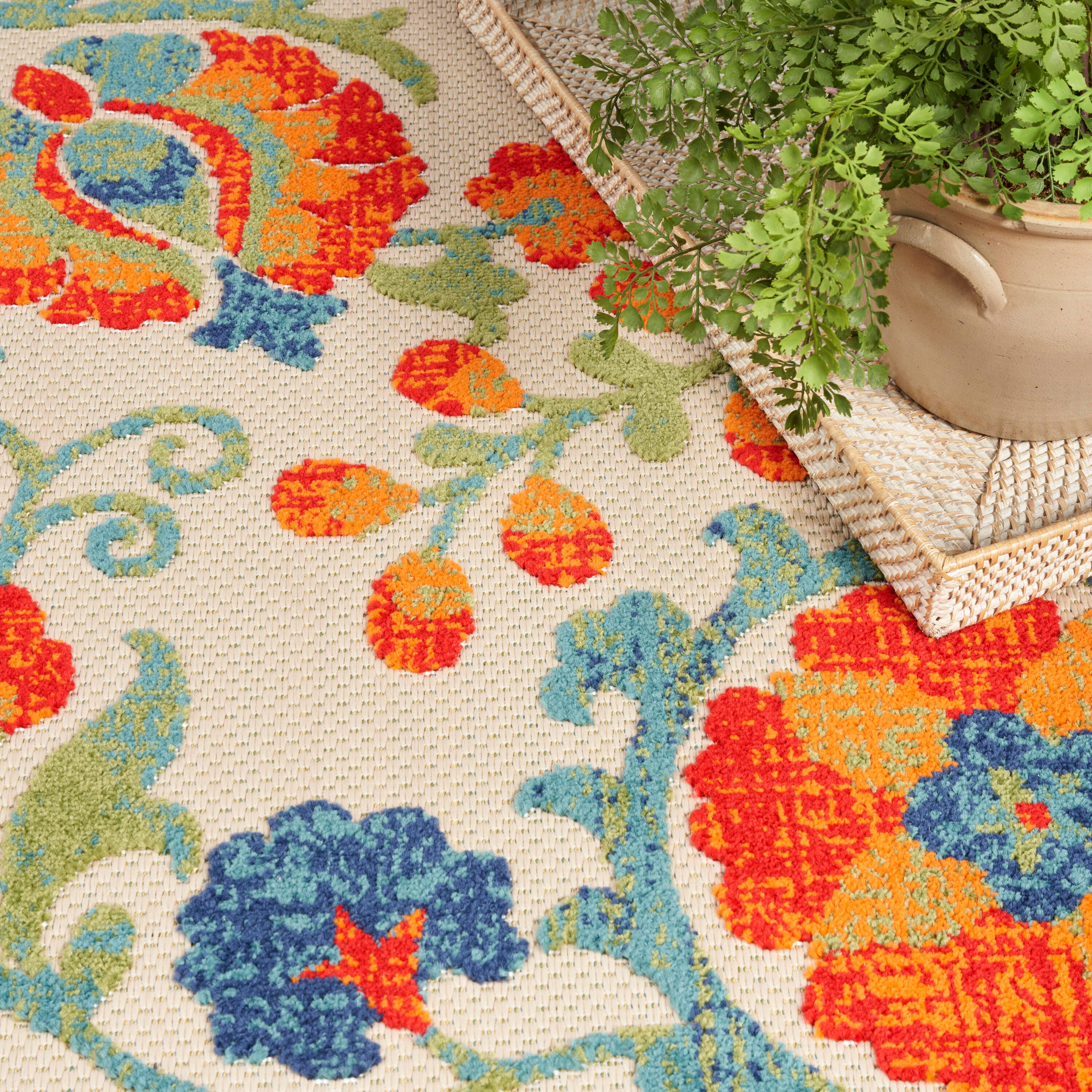 Nourison Home Splash 12' X 15' Leafy Vines Area Rug, Red/Multi, large