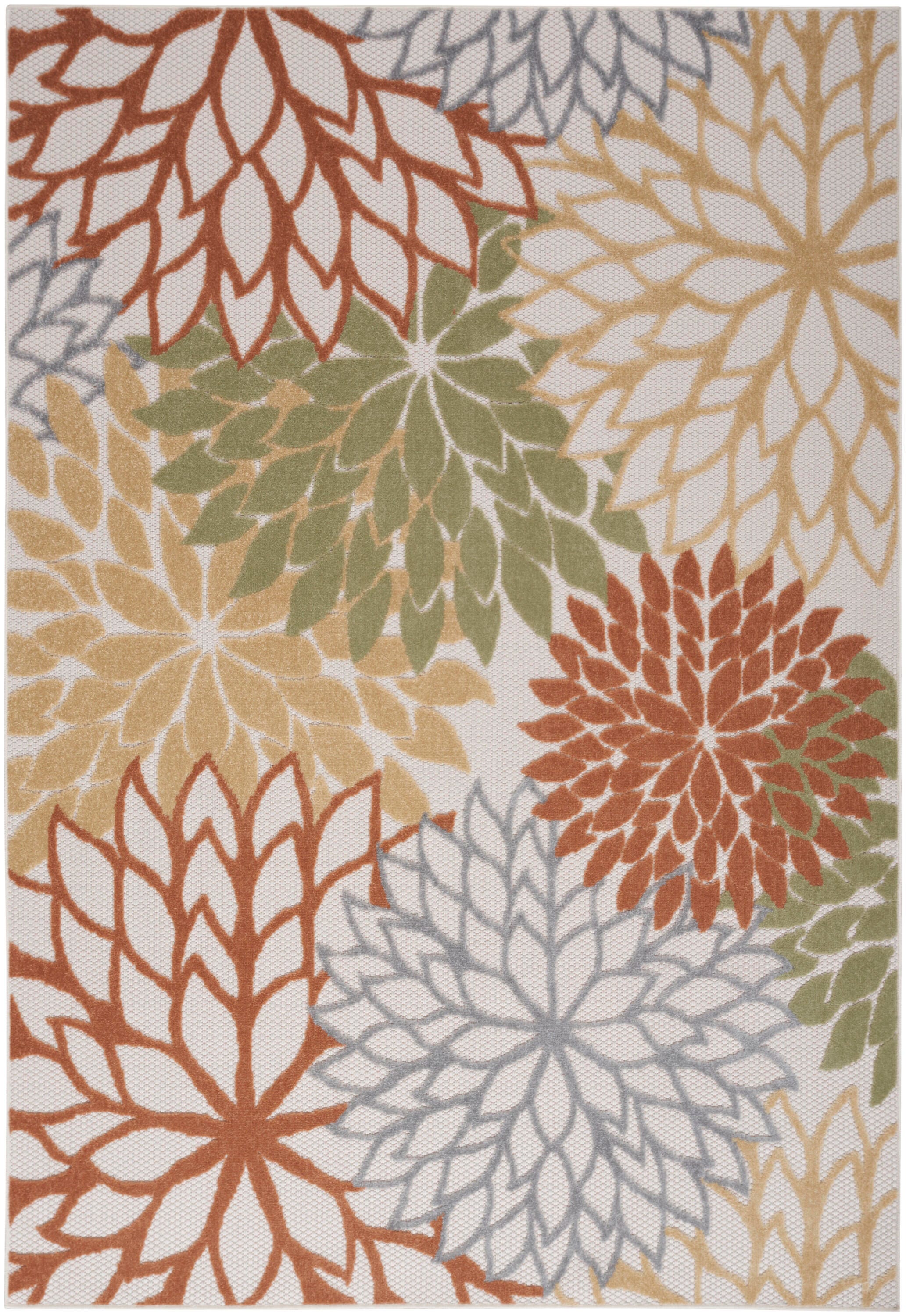 Nourison Home Splash 3'6" X 5'6 Dahlia Floral Indoor/Outdoor Area Rug, Ivory/Multi, large