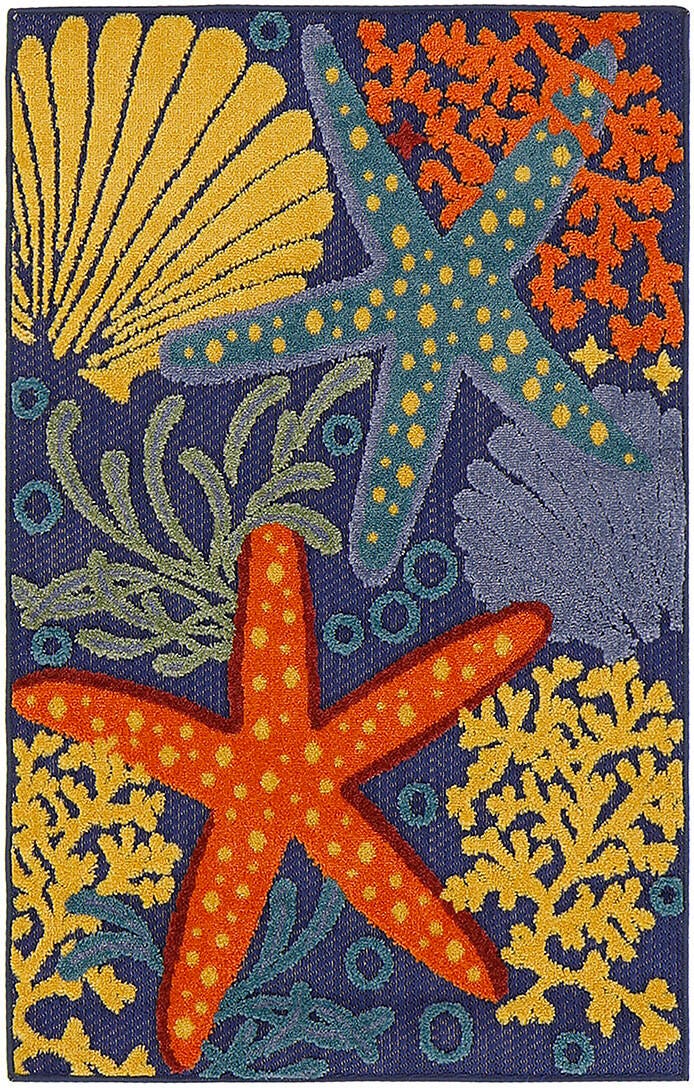 Nourison Home Splash 2'8" X 4' Sea Star Indoor/Outdoor Area Rug, Navy/Multi, large