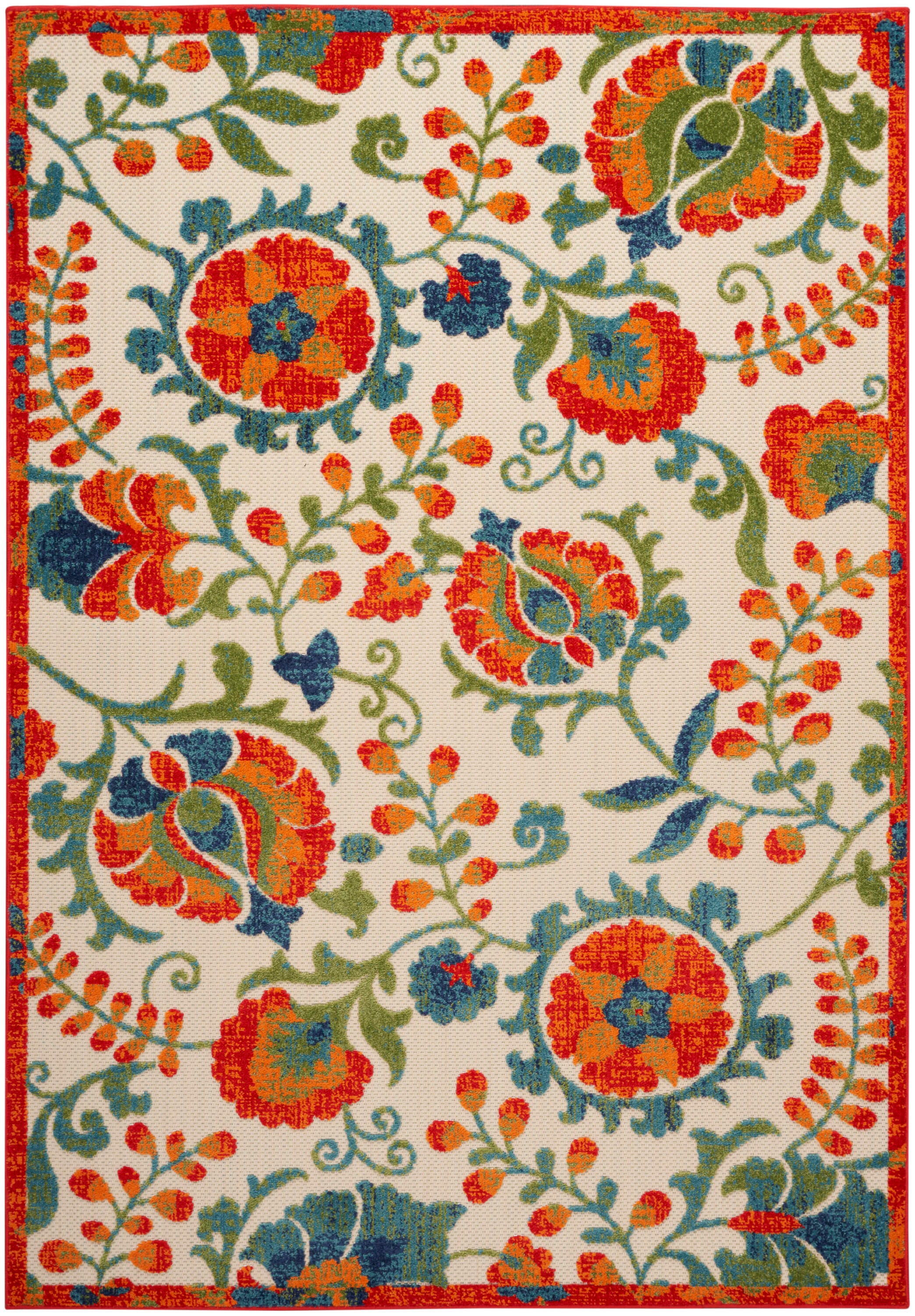 Nourison Home Splash 3'6" X 5'6 Leafy Vines Area Rug, Red/Multi, large