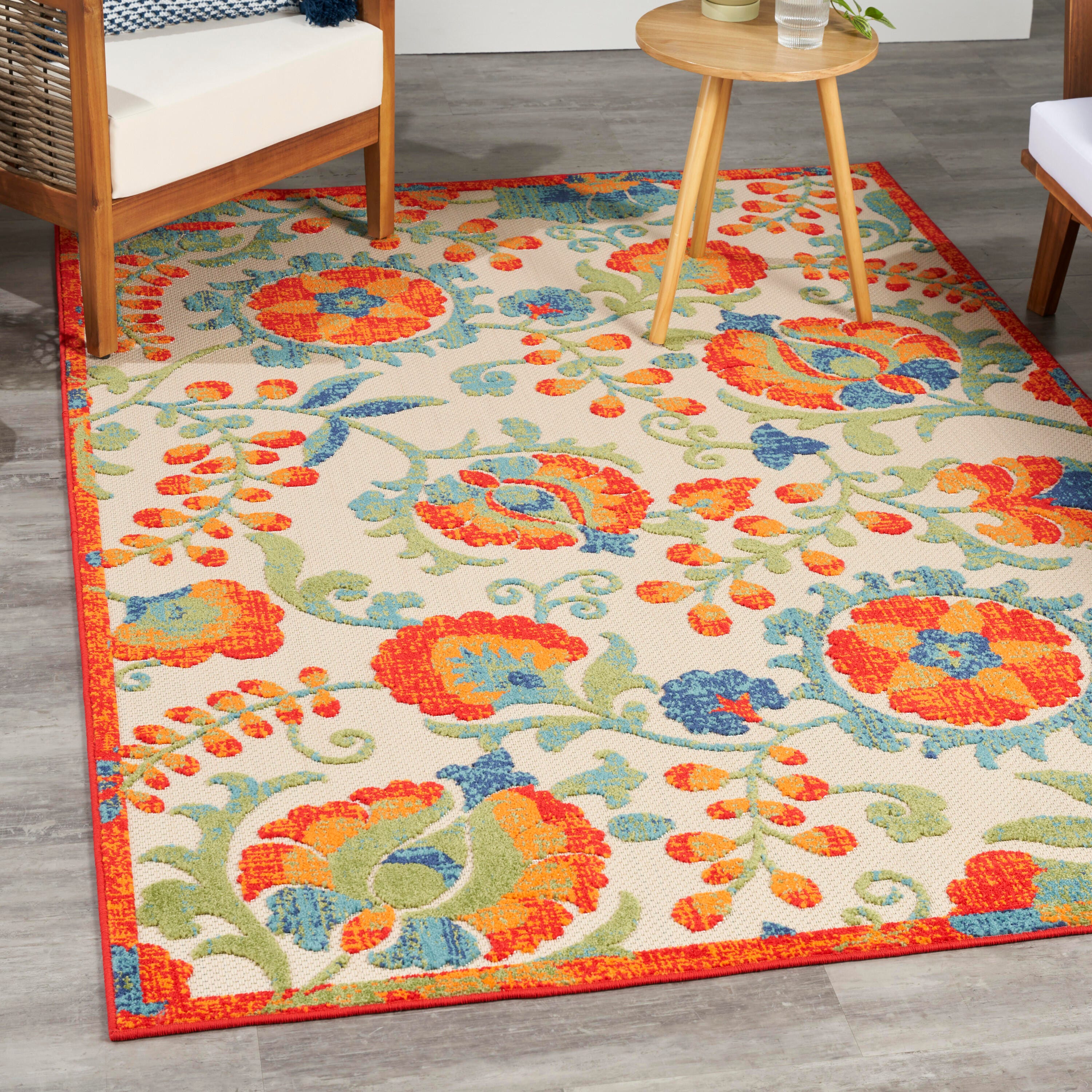 Nourison Home Splash 3'6" X 5'6 Leafy Vines Area Rug, Red/Multi, large