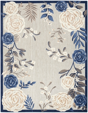 Nourison Home Splash 3'6" X 5'6 Rose Floral Area Rug, Blue/Gray, large
