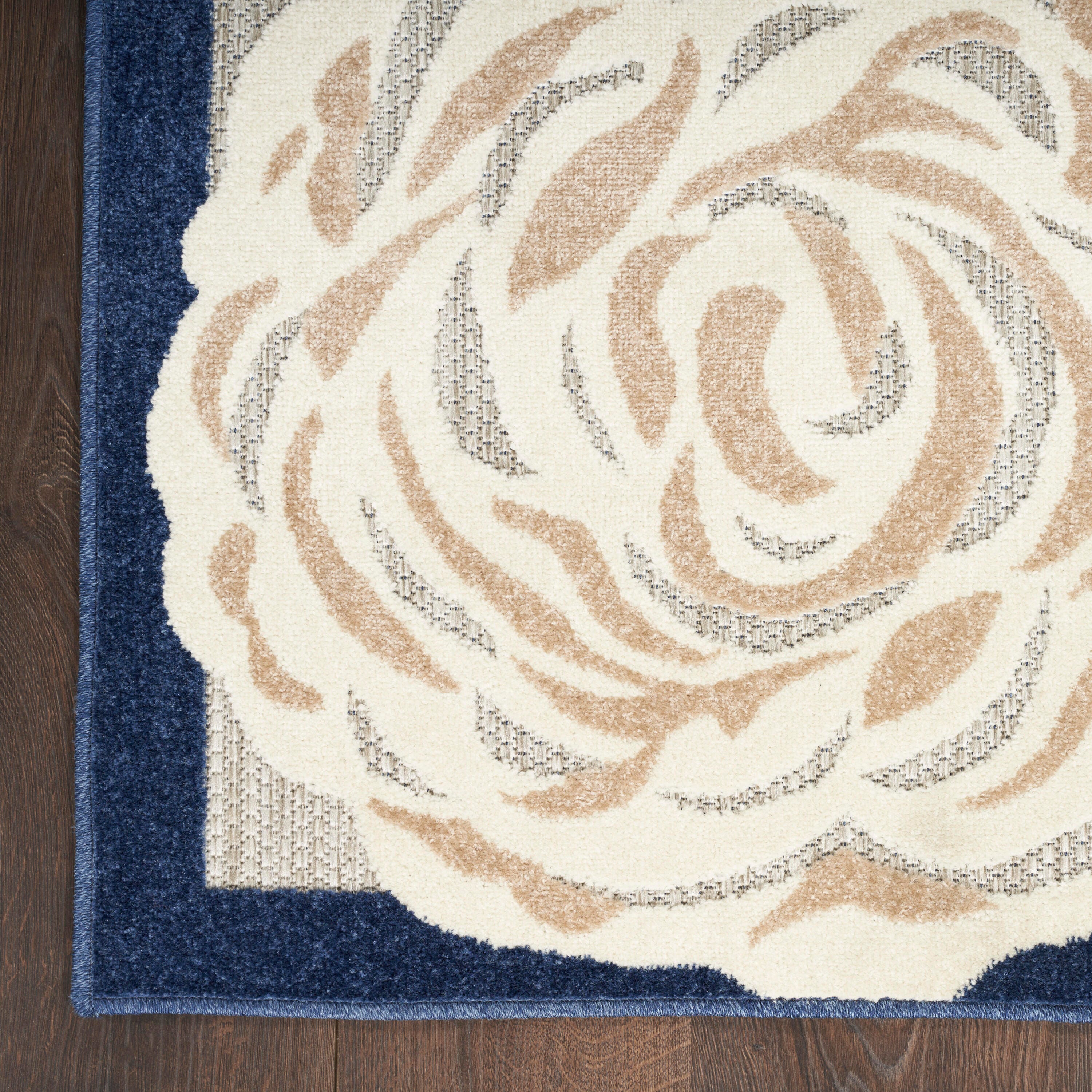 Nourison Home Splash 3'6" X 5'6 Rose Floral Area Rug, Blue/Gray, large