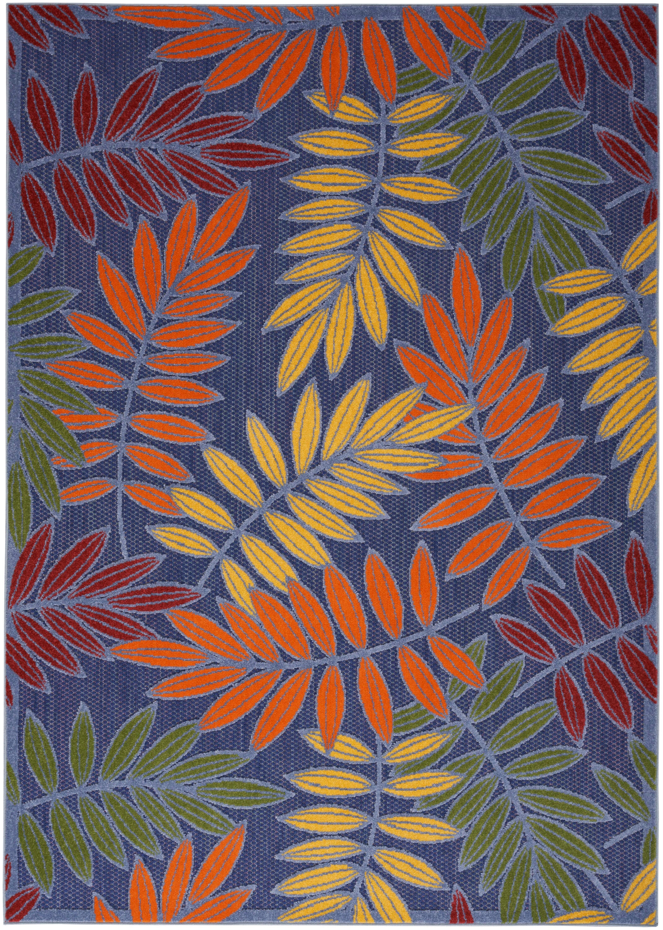 Nourison Home Splash 3'6" X 5'6 Botanical Pattern Indoor/Outdoor Area Rug, Navy/Multi, large