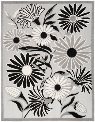 Nourison Home Splash 3'6" X 5'6 Daisy Floral Area Rug, Black/White, large