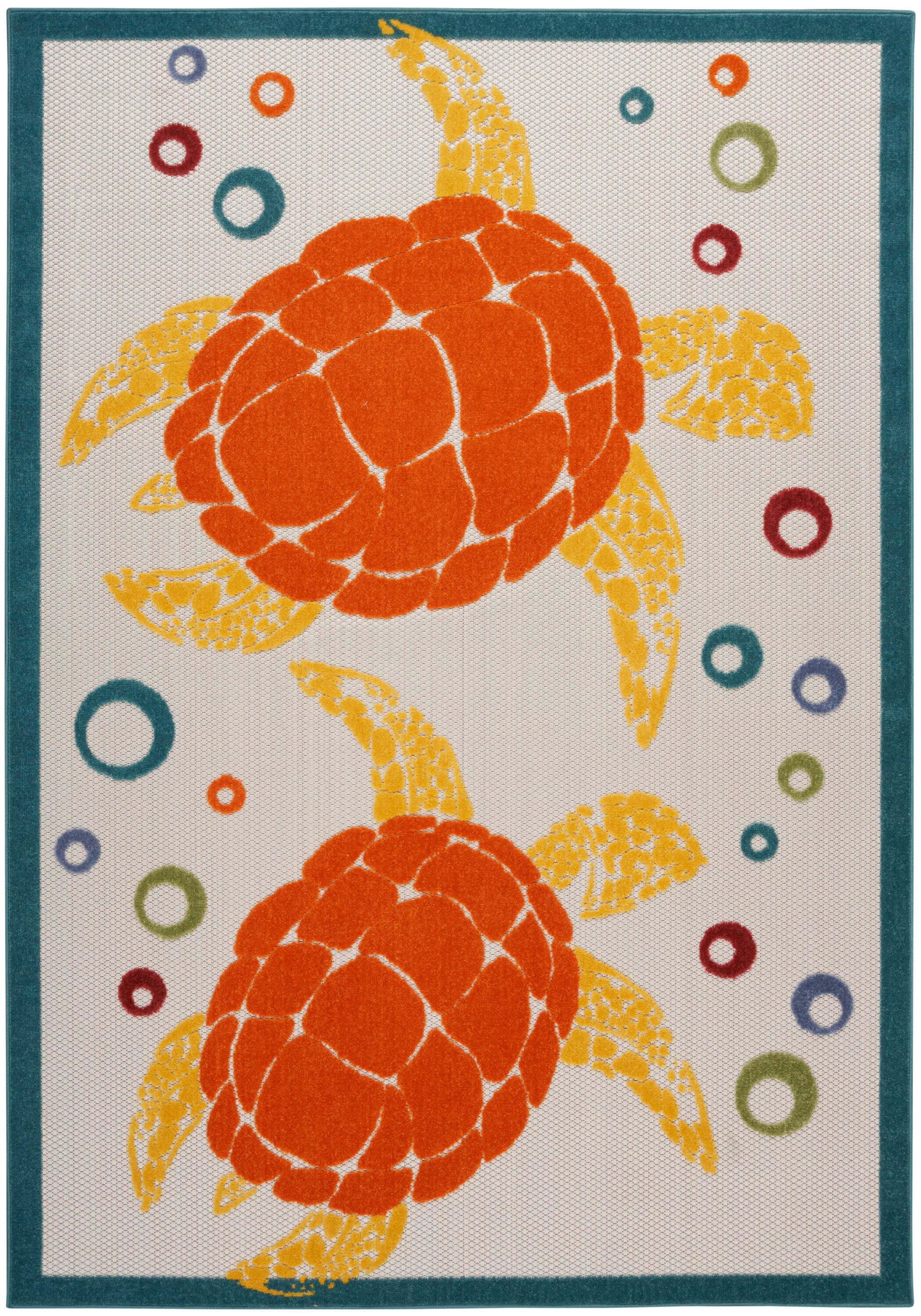 Nourison Home Splash 3'6" X 5'6 Motif Area Rug, Teal/Multi, large