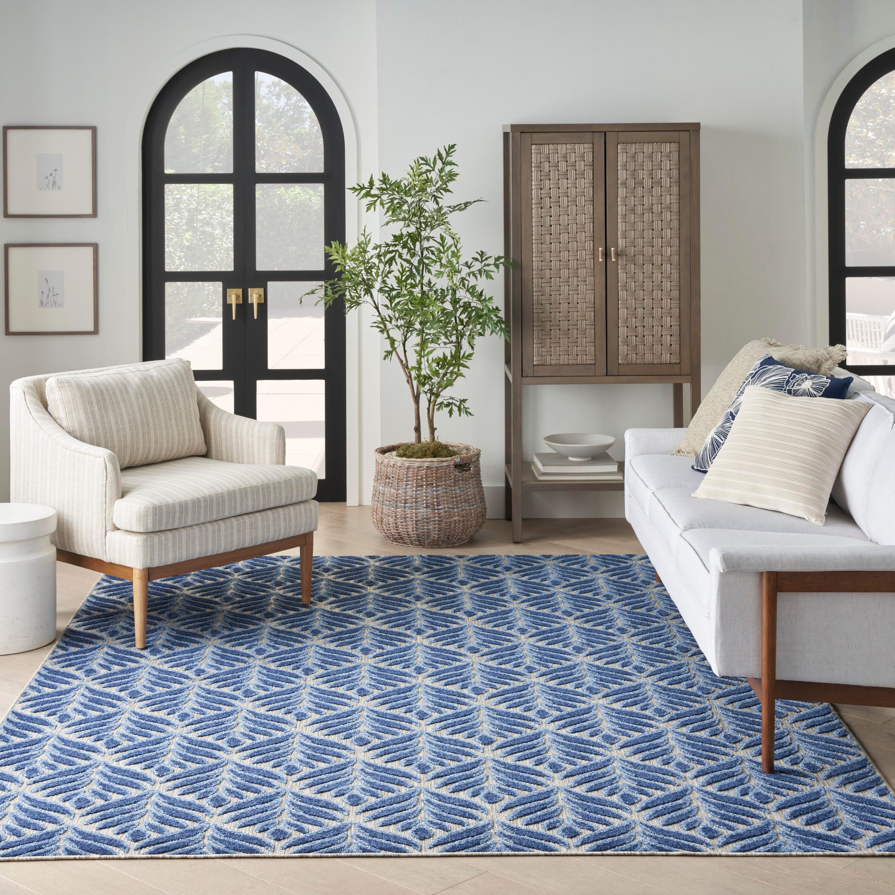 Nourison Home Splash 5'3" X 7'5 Texture Area Rug, Blue, large