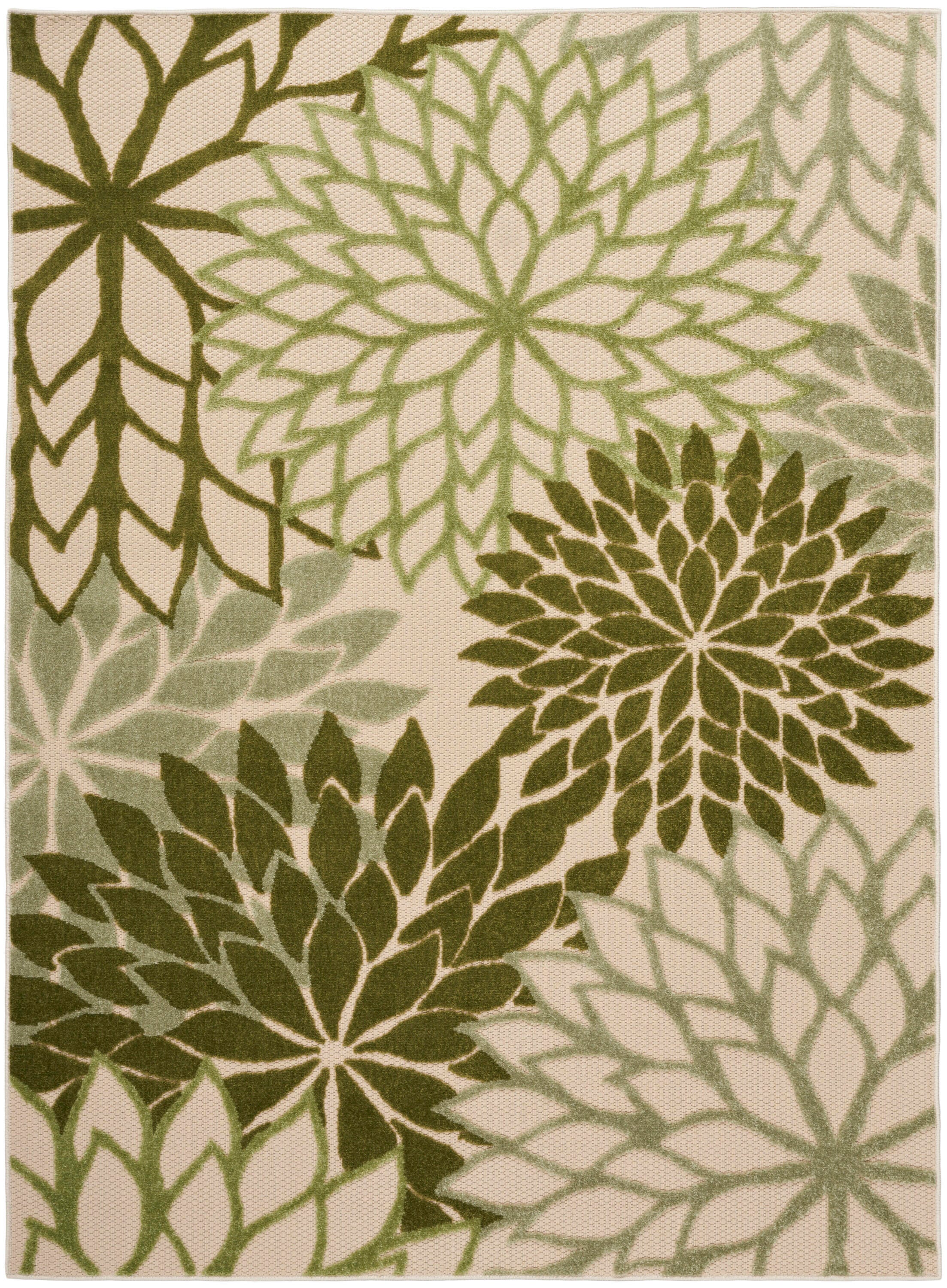 Nourison Home Splash 5'3" X 7'5 Dahlia Floral Area Rug, Ivory/Green, large