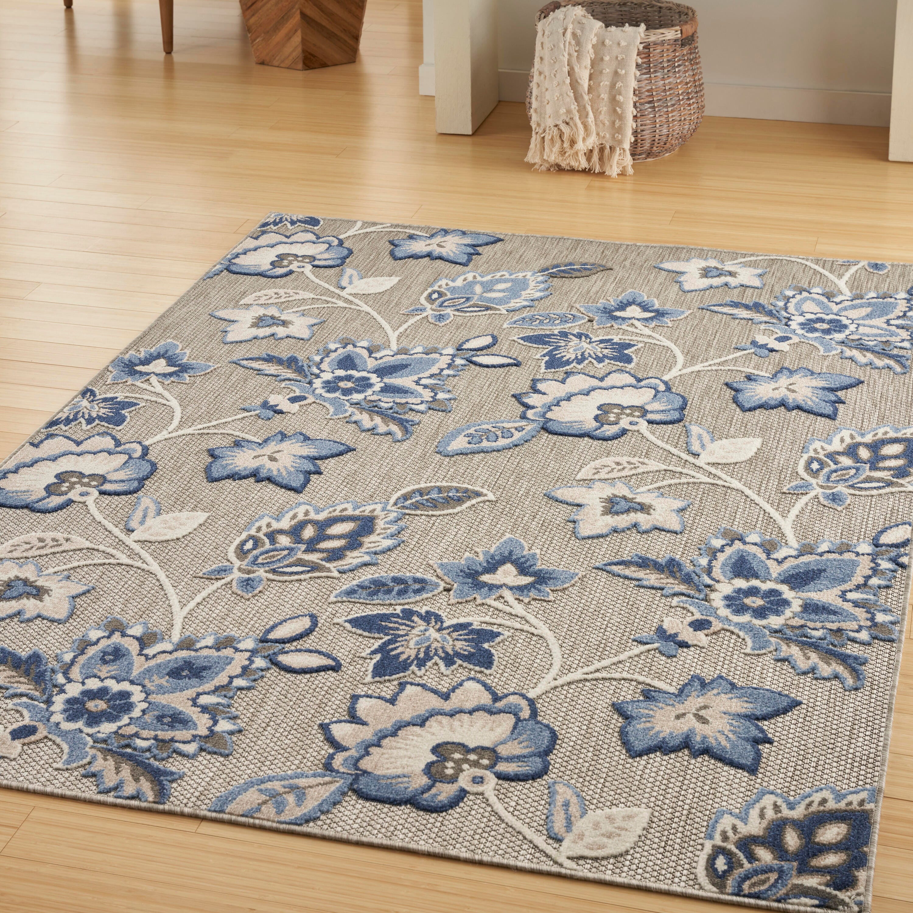 Nourison Home Splash 3'6" X 5'6 Floral Area Rug, Blue/Gray, rollover