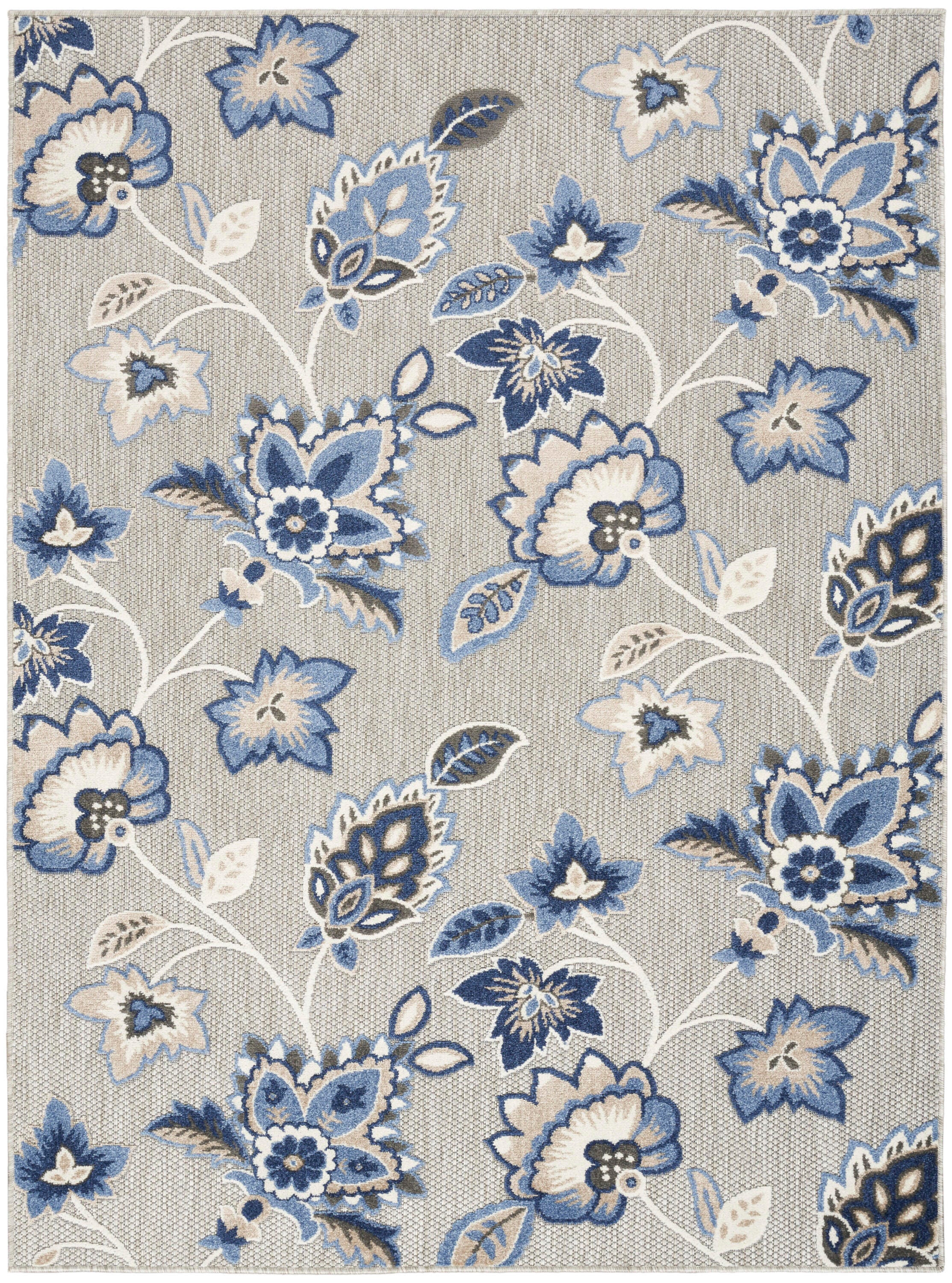 Nourison Home Splash 5'3" X 7'5 Floral Area Rug, Blue/Gray, large