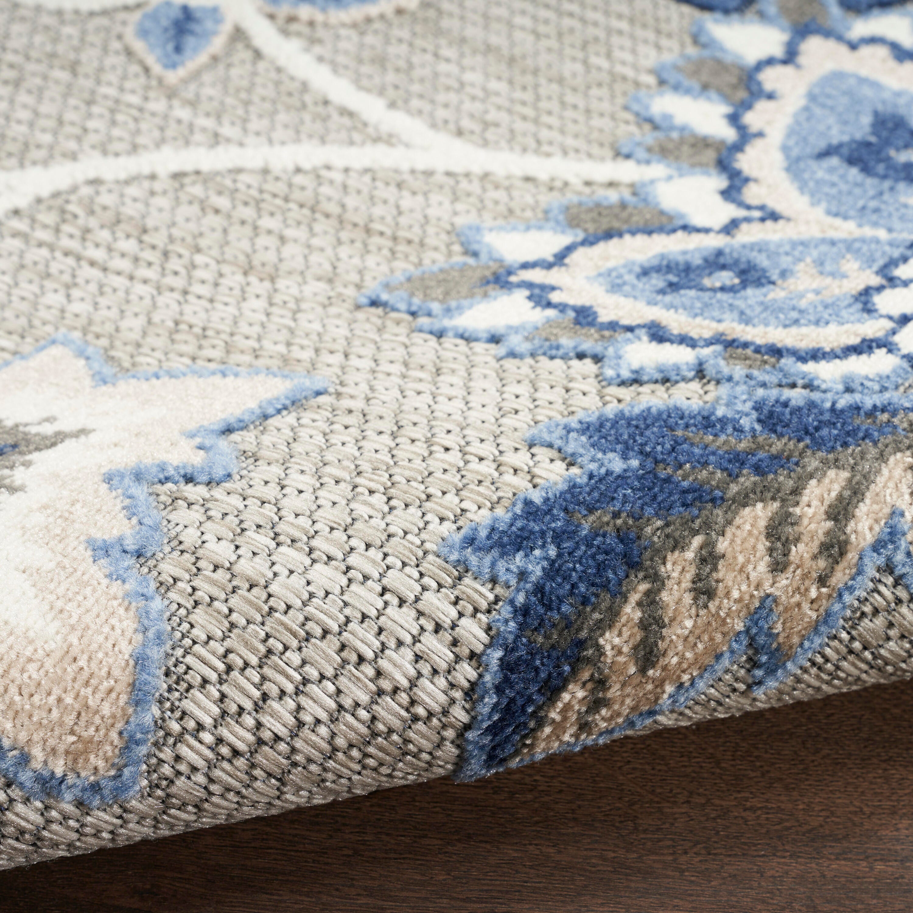 Nourison Home Splash 5'3" X 7'5 Floral Area Rug, Blue/Gray, large