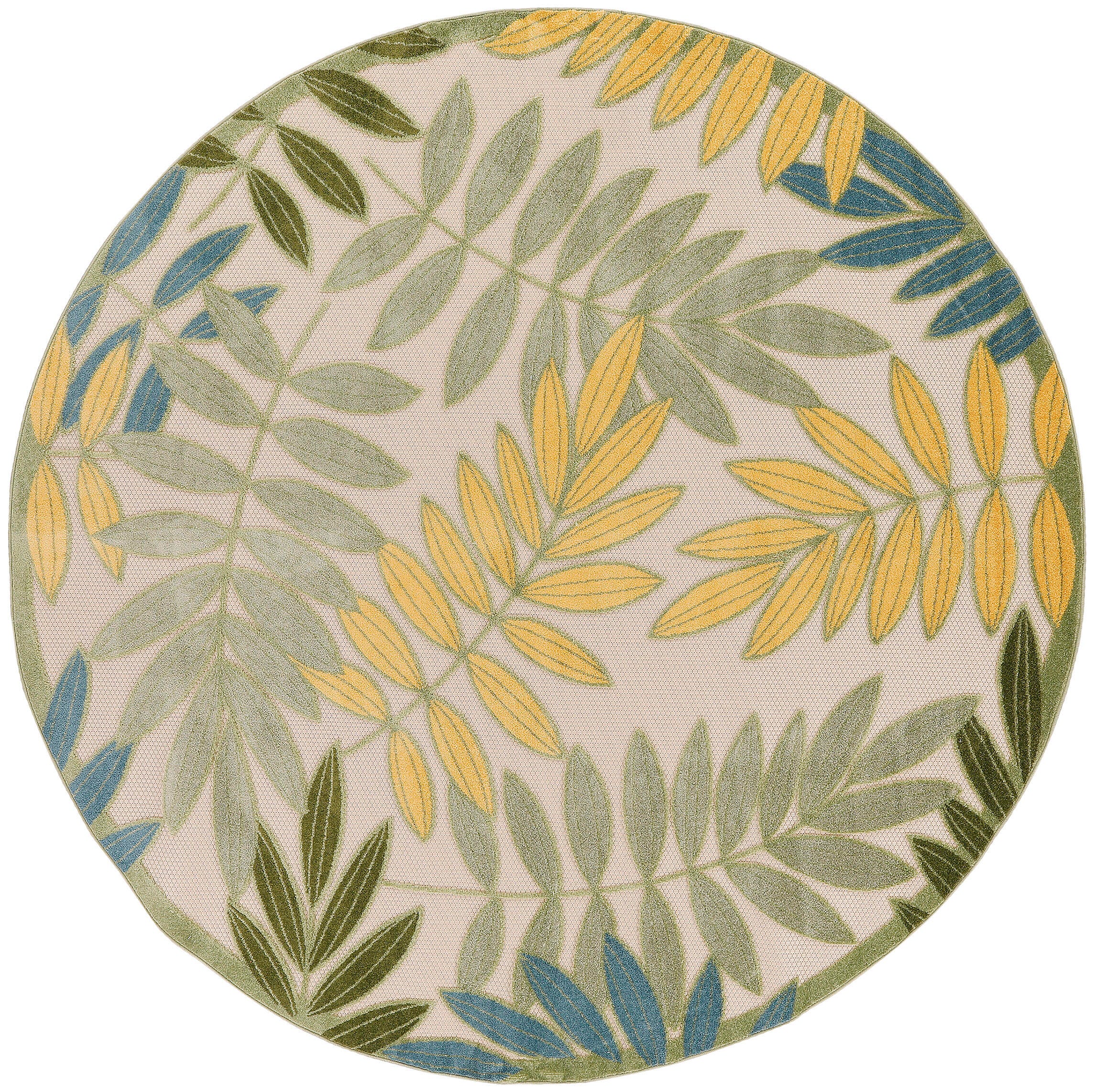Nourison Home Splash 5'3" X Round Botanical Pattern Indoor/Outdoor Area Rug, Green/Multi, large