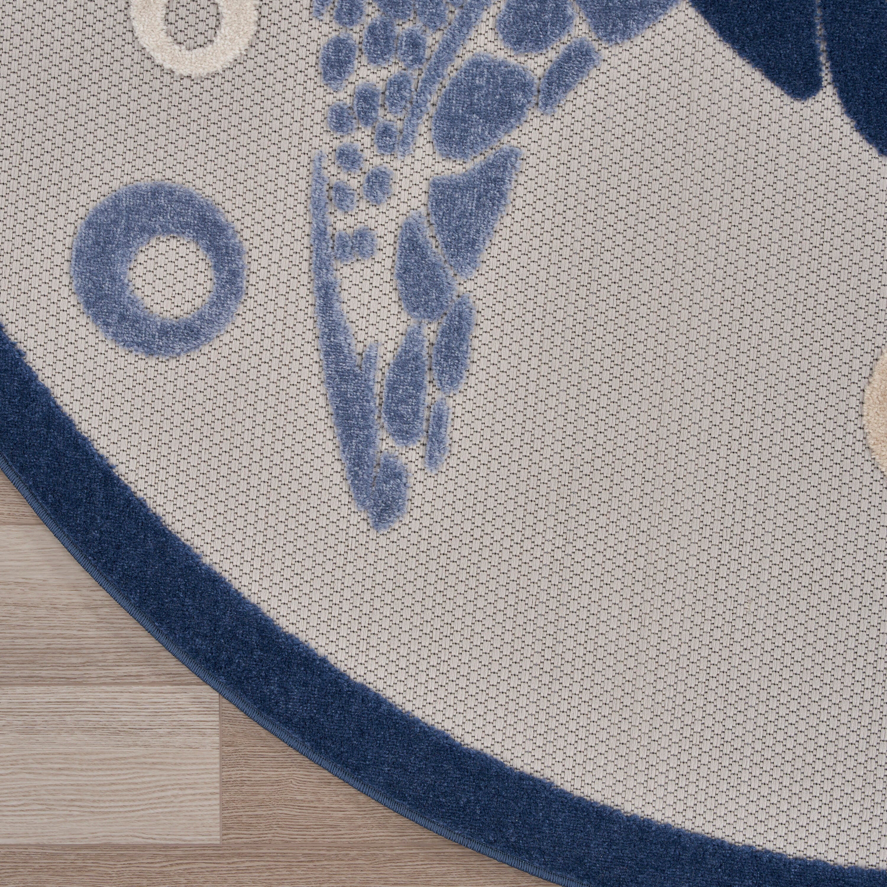 Nourison Home Splash 5'3" X Round Motif Area Rug, Navy Blue, large