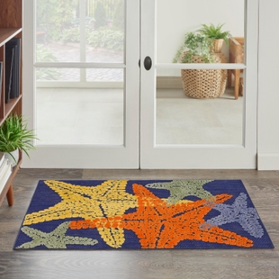 Nourison Home Splash 2'8" X 4' Starfish Indoor/Outdoor Area Rug, Blue/Multi, rollover