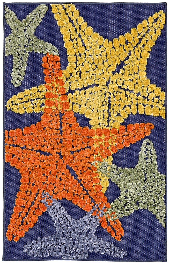 Nourison Home Splash 2'8" X 4' Starfish Indoor/Outdoor Area Rug, Blue/Multi, large