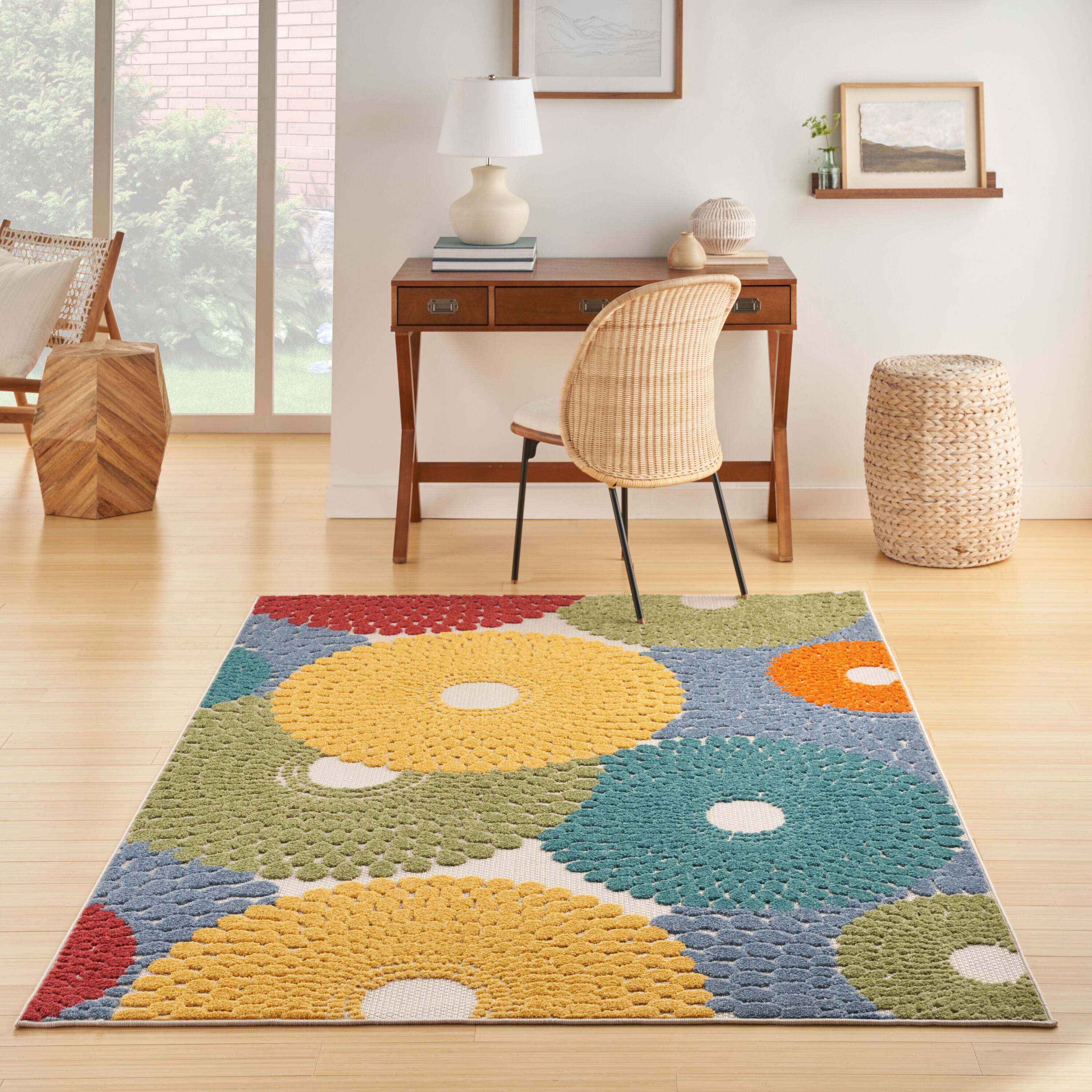 Nourison Home Splash 5'3" X 7'5 Circular Floral Area Rug, Multi, large