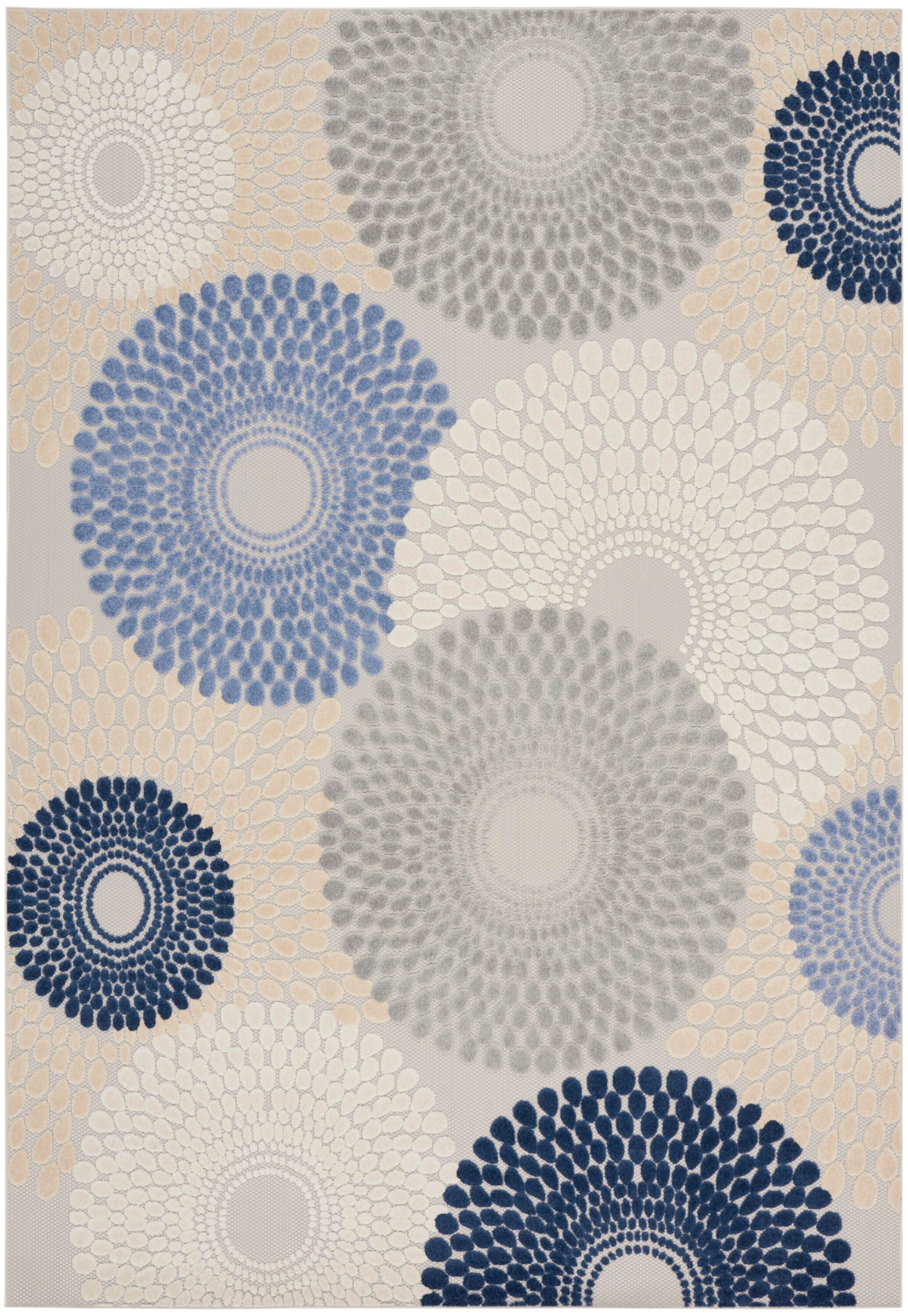 Nourison Home Splash 7' X 10' Circular Floral Area Rug, Blue/Gray, large