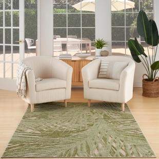 Nourison Home Splash 5'3" X 7'5 Organic Indoor/Outdoor Area Rug, Ivory/Green, rollover