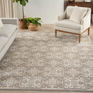 Nourison Home Splash 3'6" X 5'6 Small Geometric Area Rug, Ivory/Gray, rollover