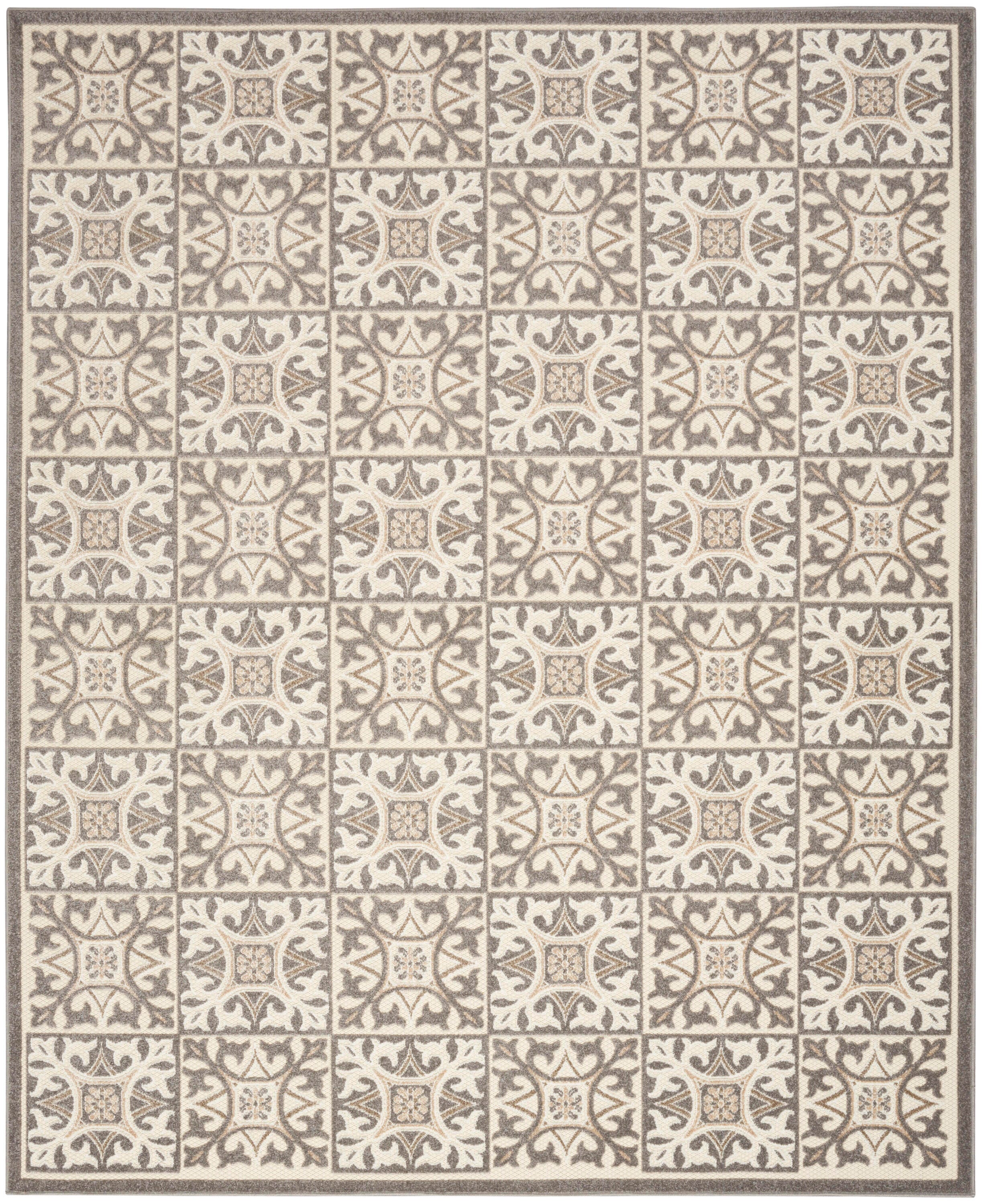 Nourison Home Splash 3'6" X 5'6 Small Geometric Area Rug, Ivory/Gray, large