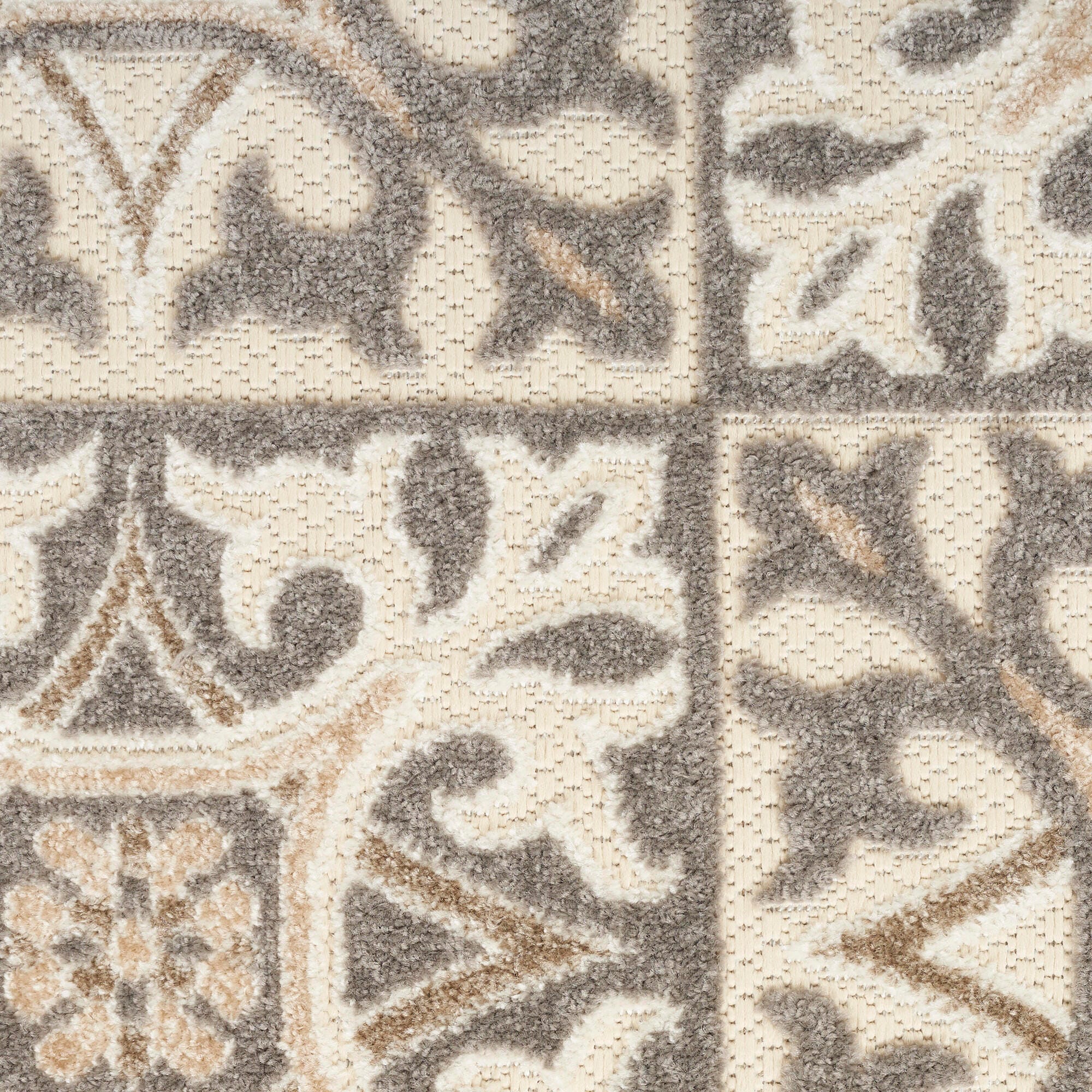 Nourison Home Splash 3'6" X 5'6 Small Geometric Area Rug, Ivory/Gray, large