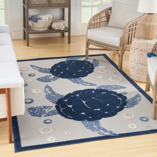 Nourison Home Splash 5'3" X 7'5 Motif Area Rug, Navy Blue, rollover