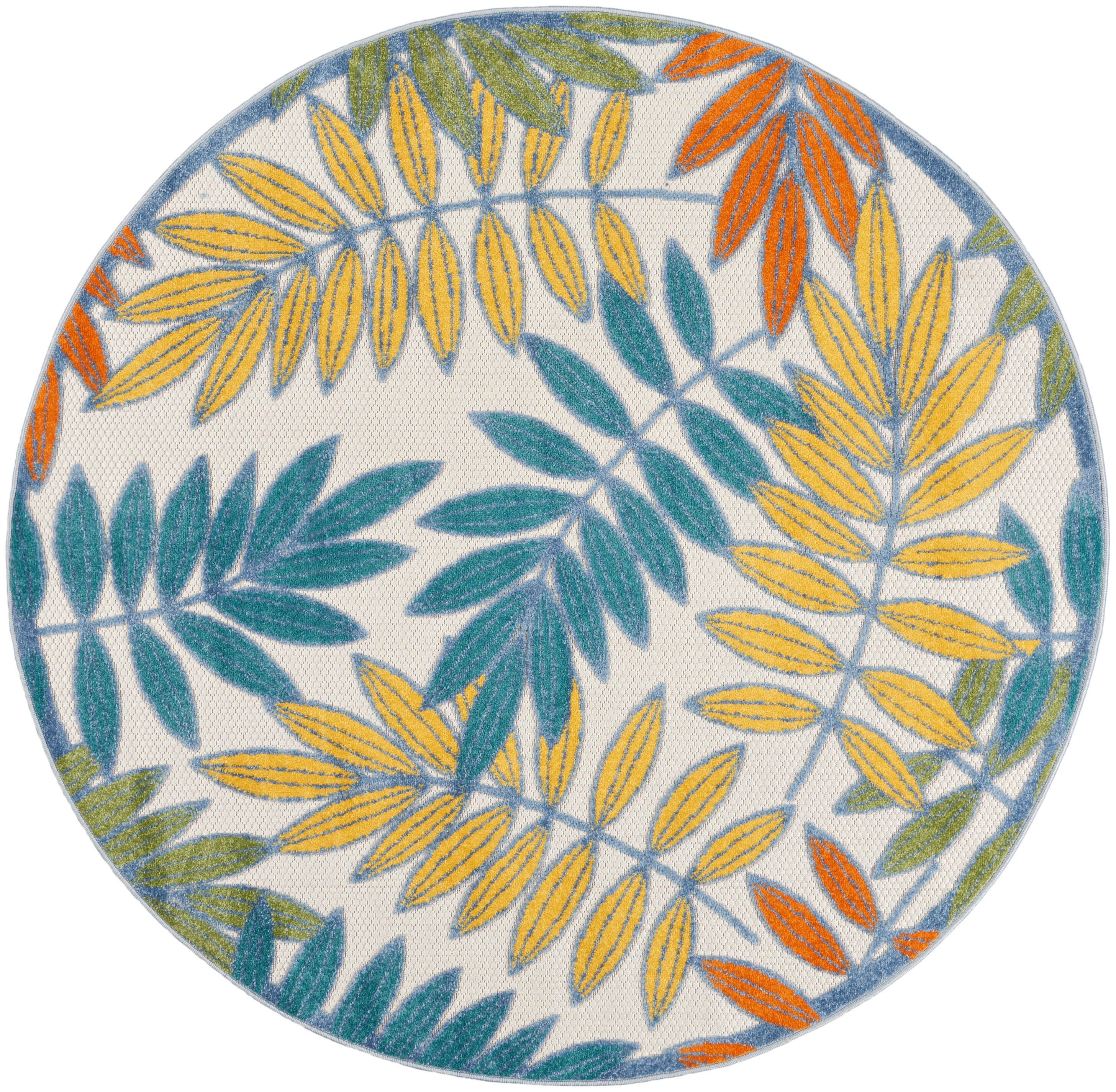 Nourison Home Splash 5'3" X Round Botanical Pattern Area Rug, Ivory/Multi, large
