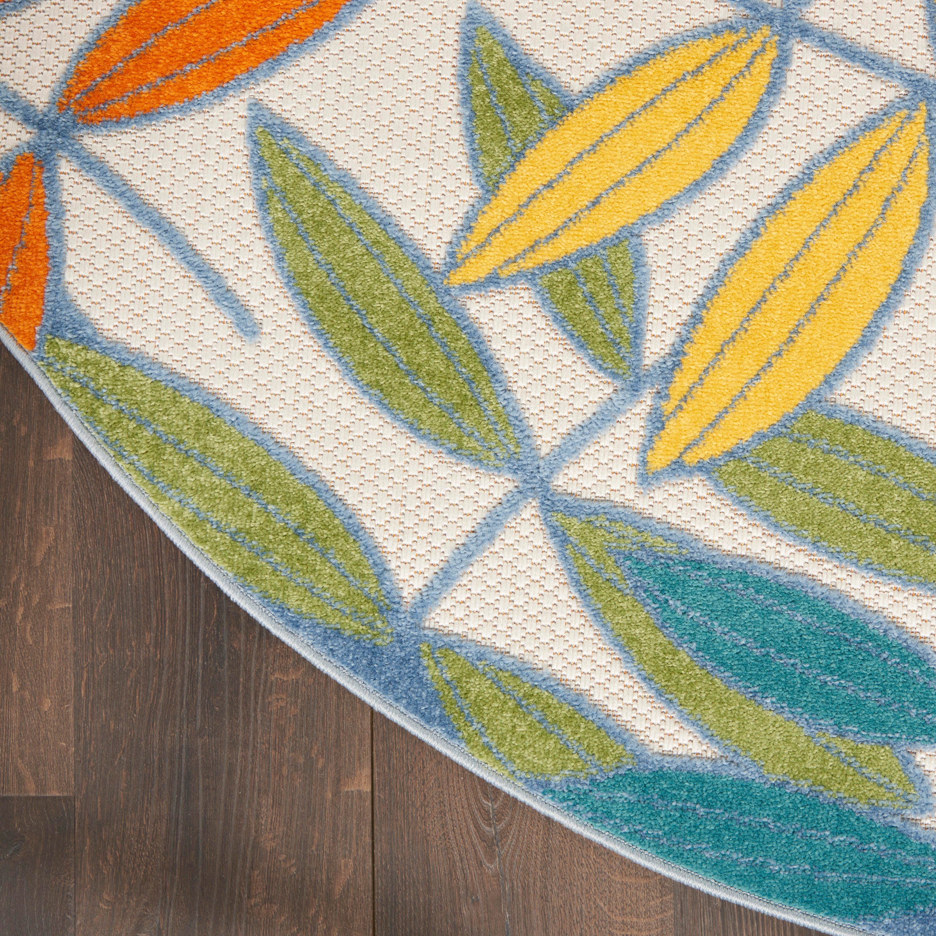 Nourison Home Splash 5'3" X Round Botanical Pattern Area Rug, Ivory/Multi, large
