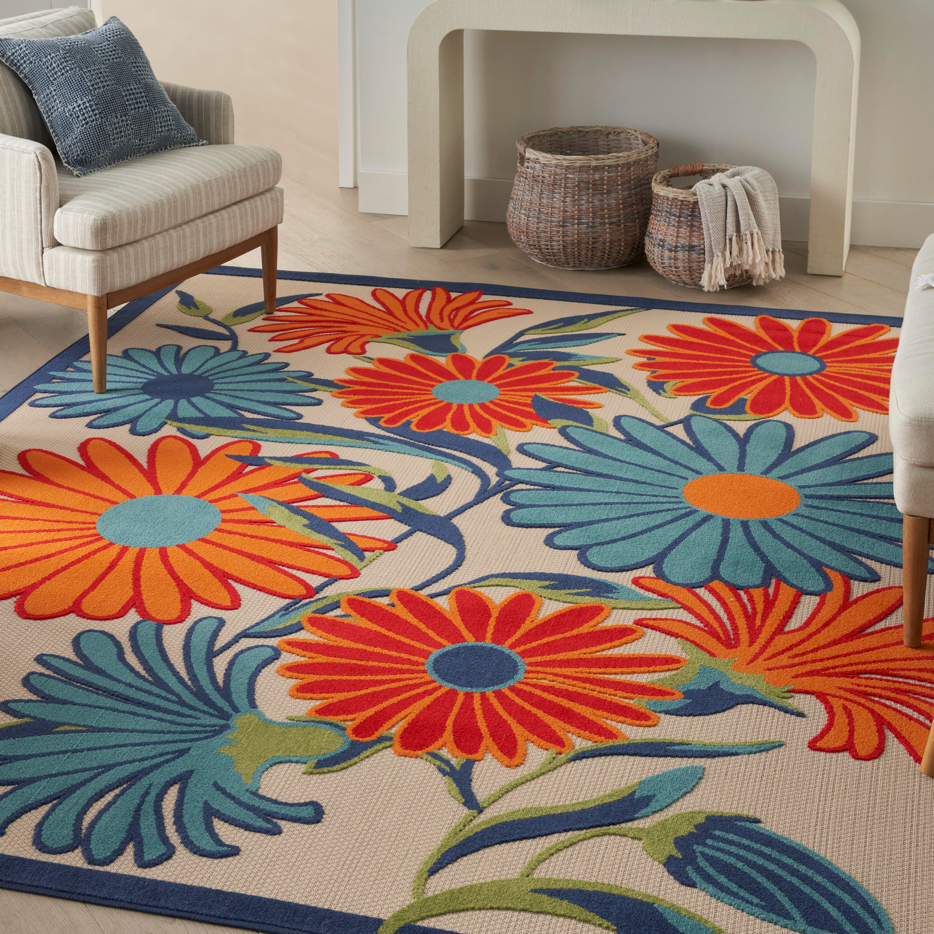Nourison Home Splash 5'3" X 7'5 Daisy Floral Area Rug, Multi, large
