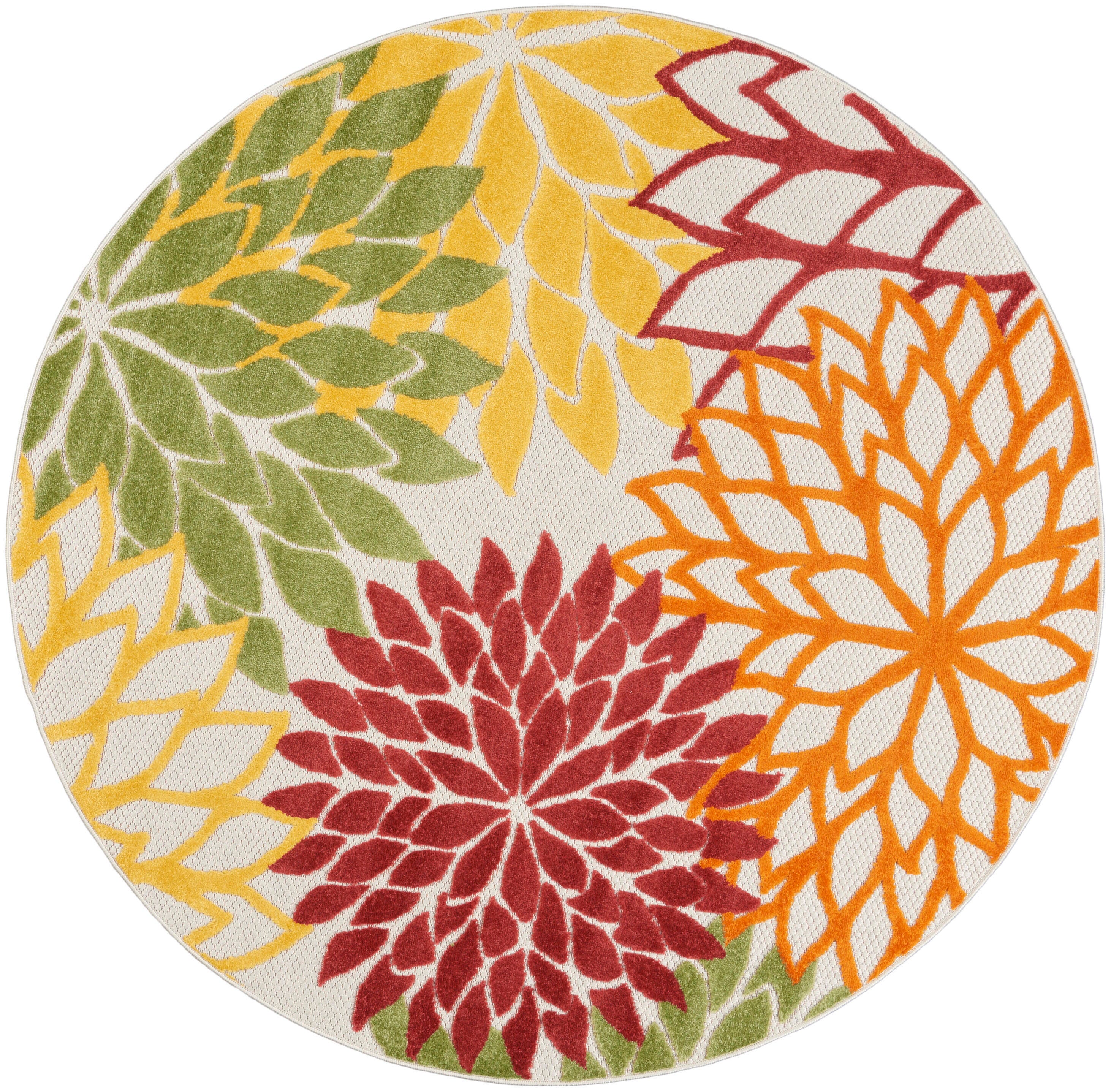 Nourison Home Splash 5'3" X Round Dahlia Floral Area Rug, Red/Multi, large