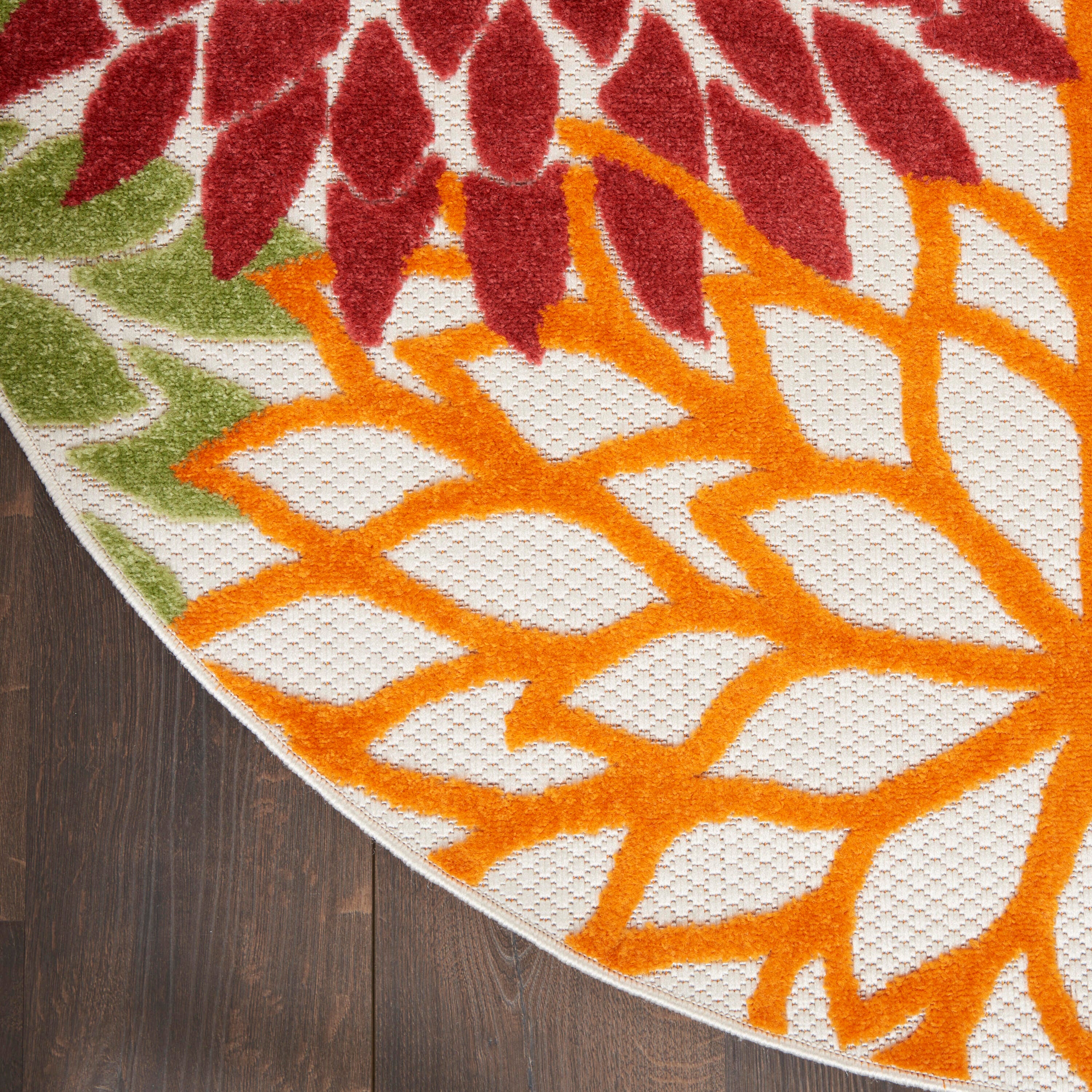Nourison Home Splash 5'3" X Round Dahlia Floral Area Rug, Red/Multi, large