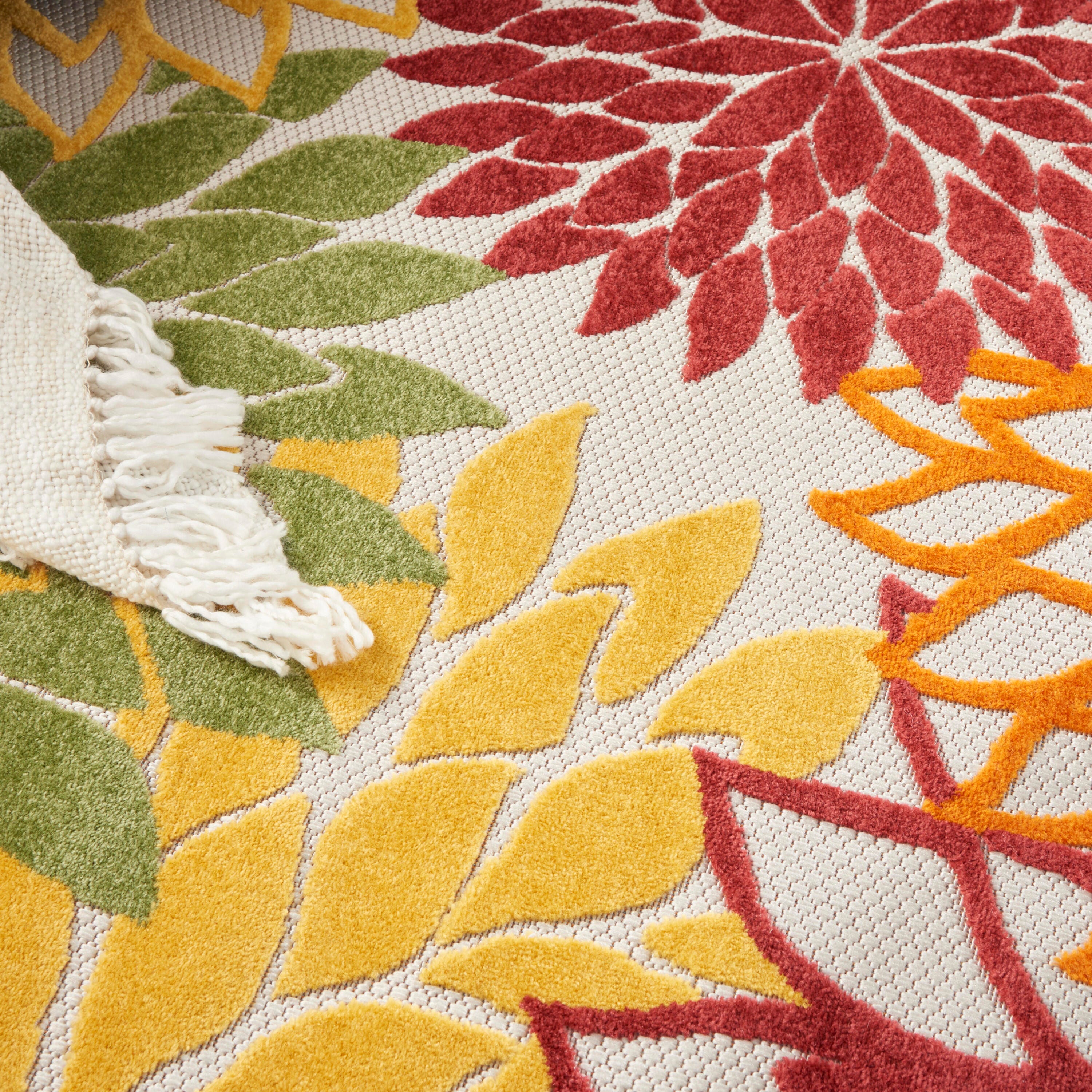 Nourison Home Splash 5'3" X Round Dahlia Floral Area Rug, Red/Multi, large