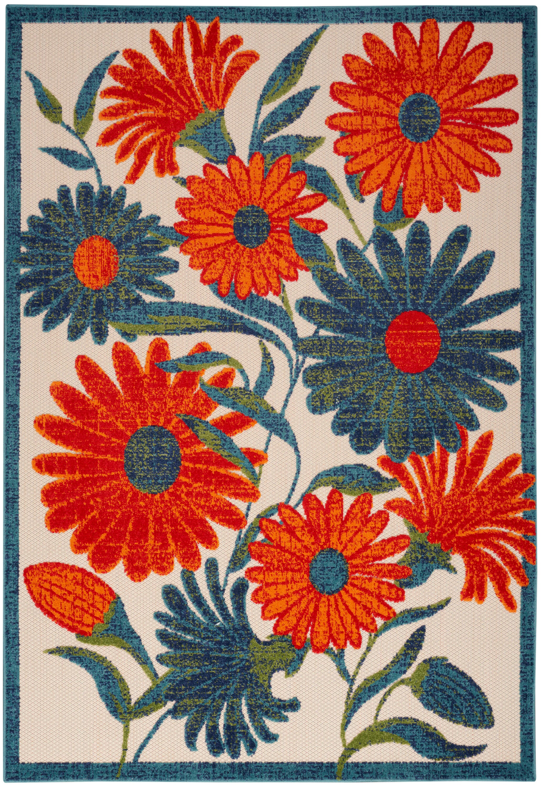 Nourison Home Splash 5'3" X 7'5 Daisy Floral Indoor/Outdoor Area Rug, Ivory/Multi, large