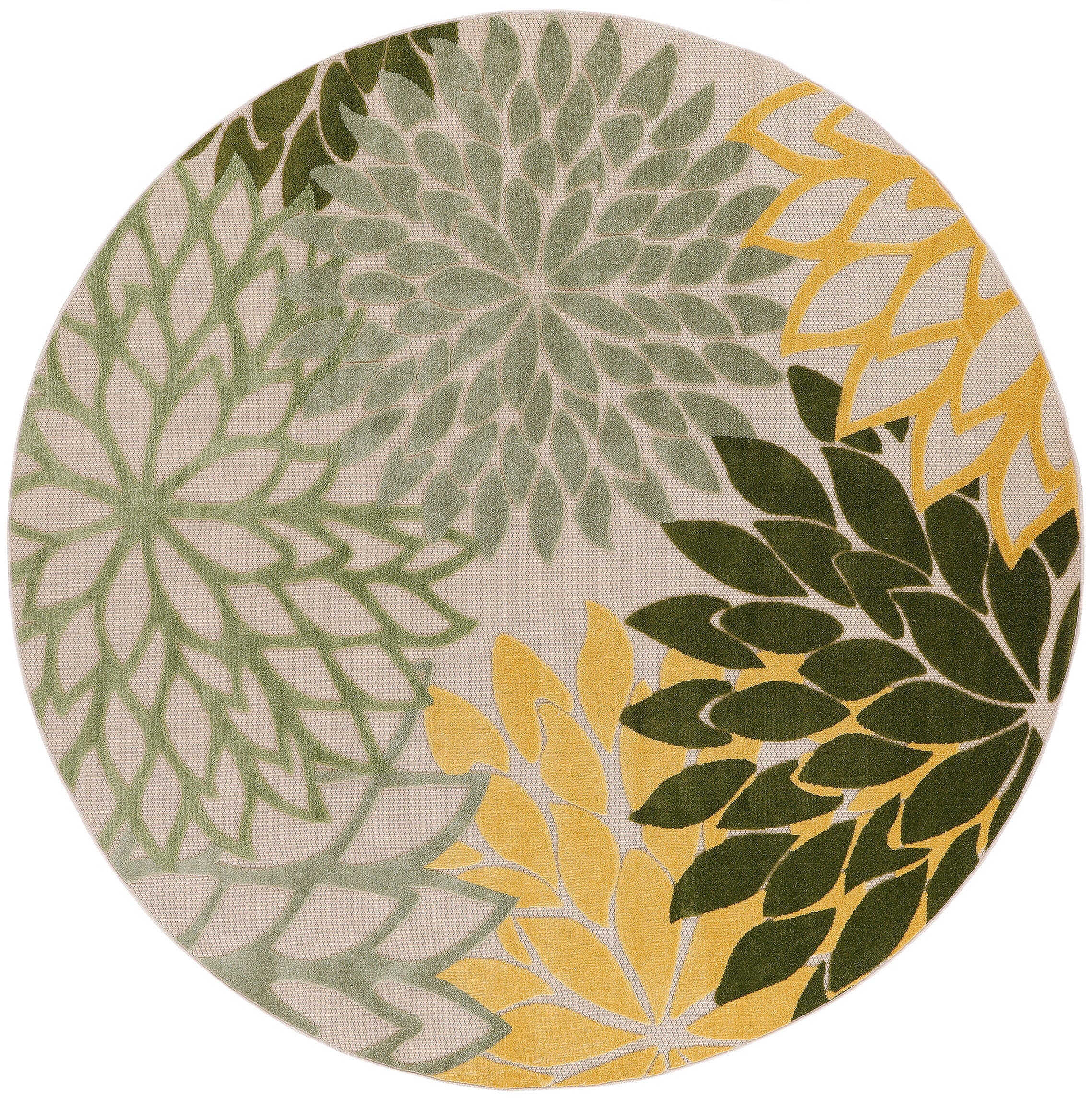 Nourison Home Splash 5'3" X Round Dahlia Floral Area Rug, Green/Multi, large