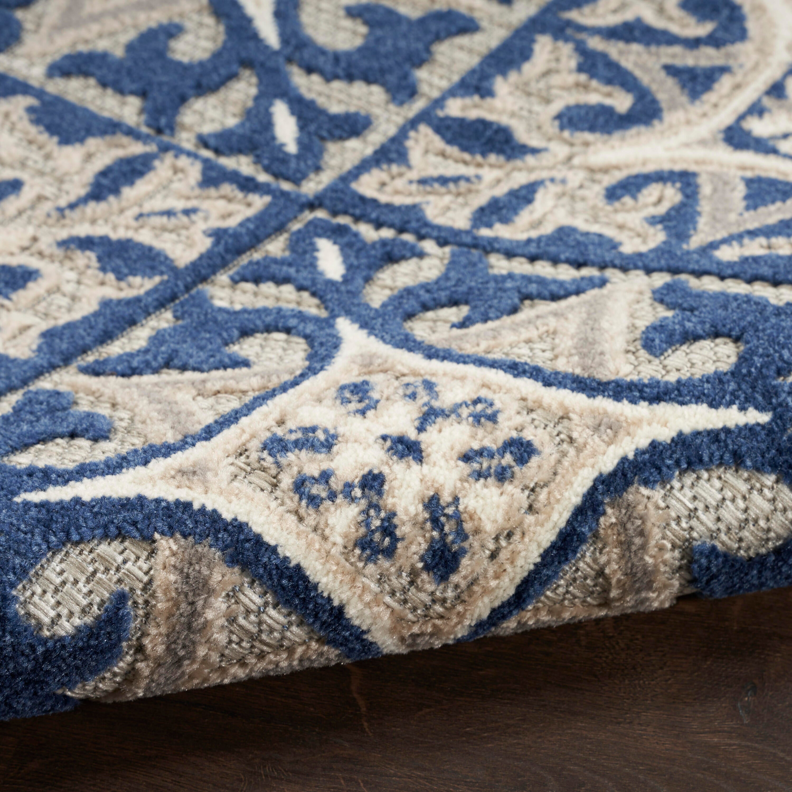 Nourison Home Splash 5'3" X 7'5 Small Geometric Area Rug, Blue, large
