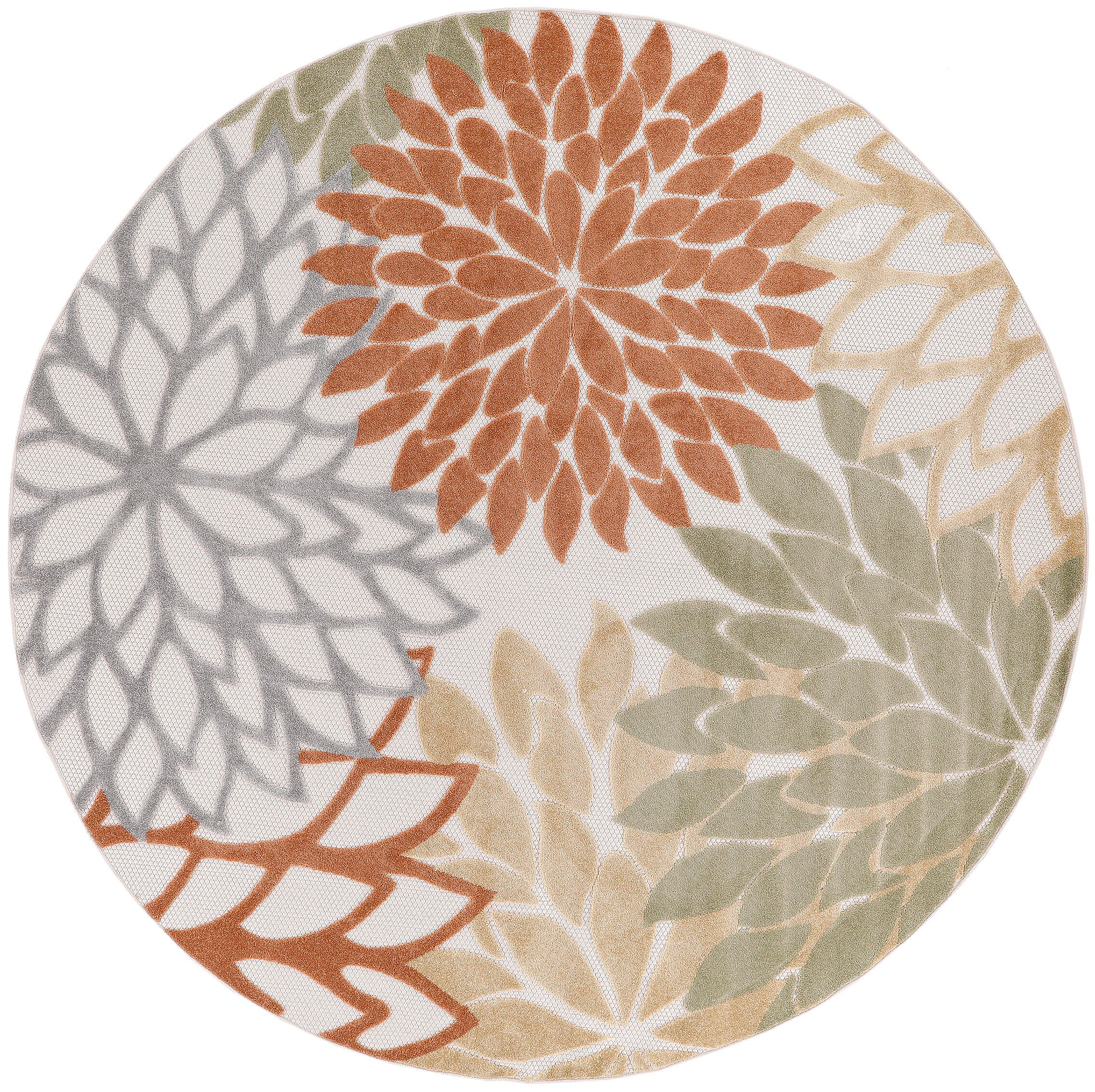Nourison Home Splash 5'3" X Round Dahlia Floral Indoor/Outdoor Area Rug, Ivory/Multi, large