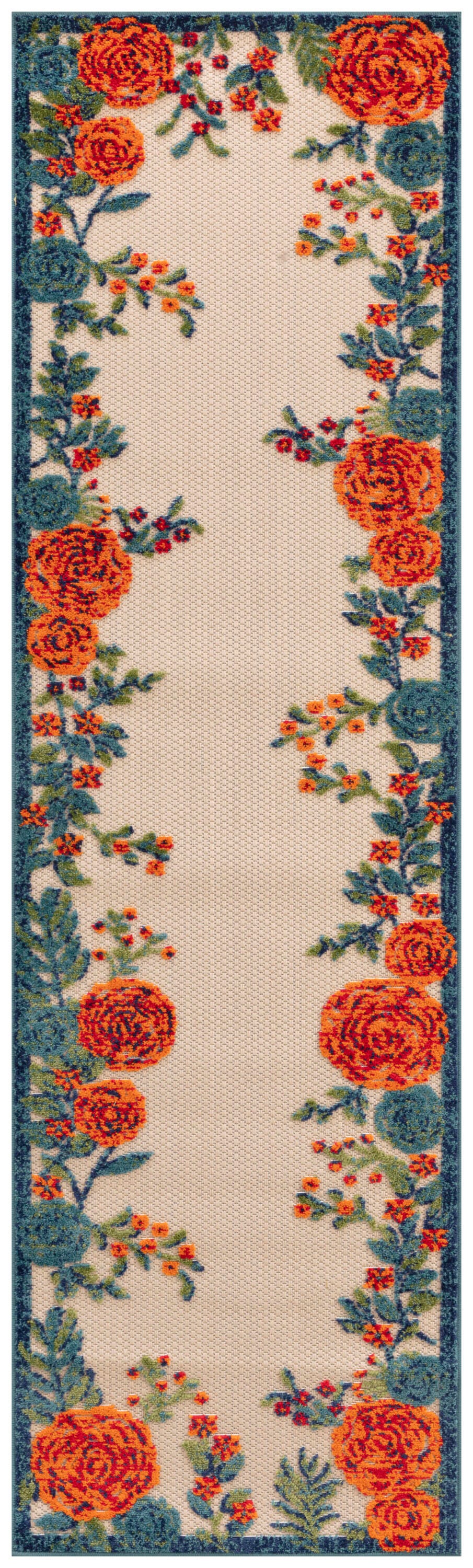 Nourison Home Splash 2' X 6' Rose Floral Indoor/Outdoor Area Rug, Ivory/Multi, large