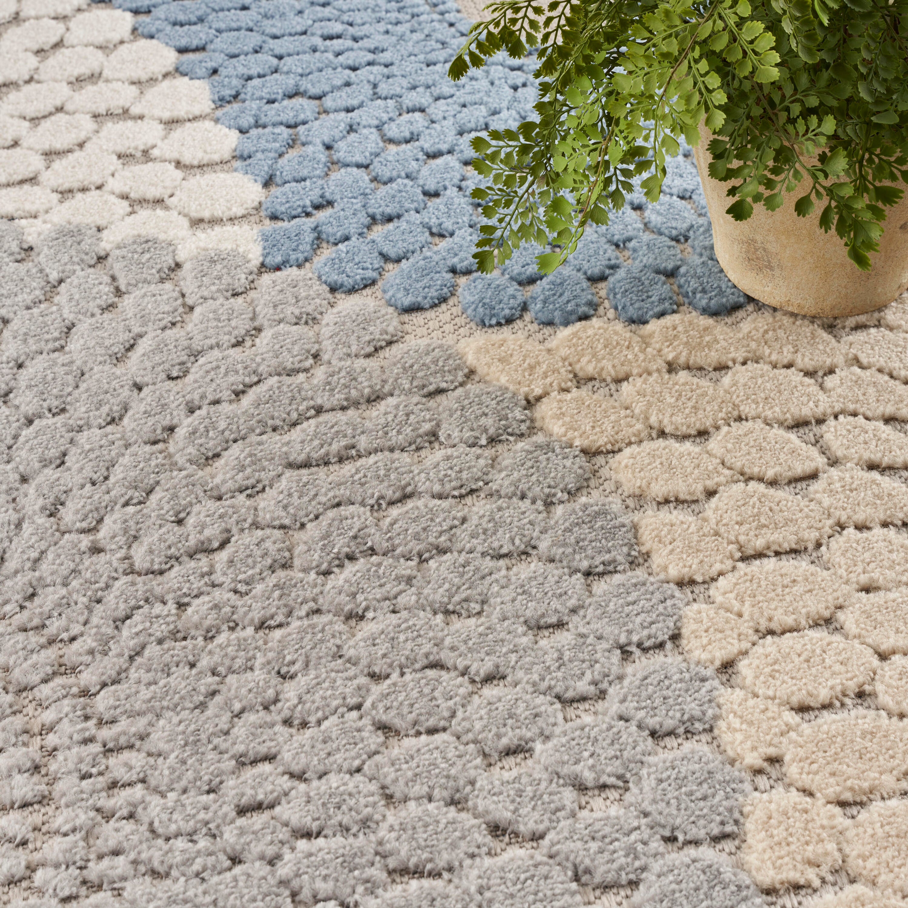 Nourison Home Splash 6' X 9' Circular Floral Area Rug, Blue/Gray, large