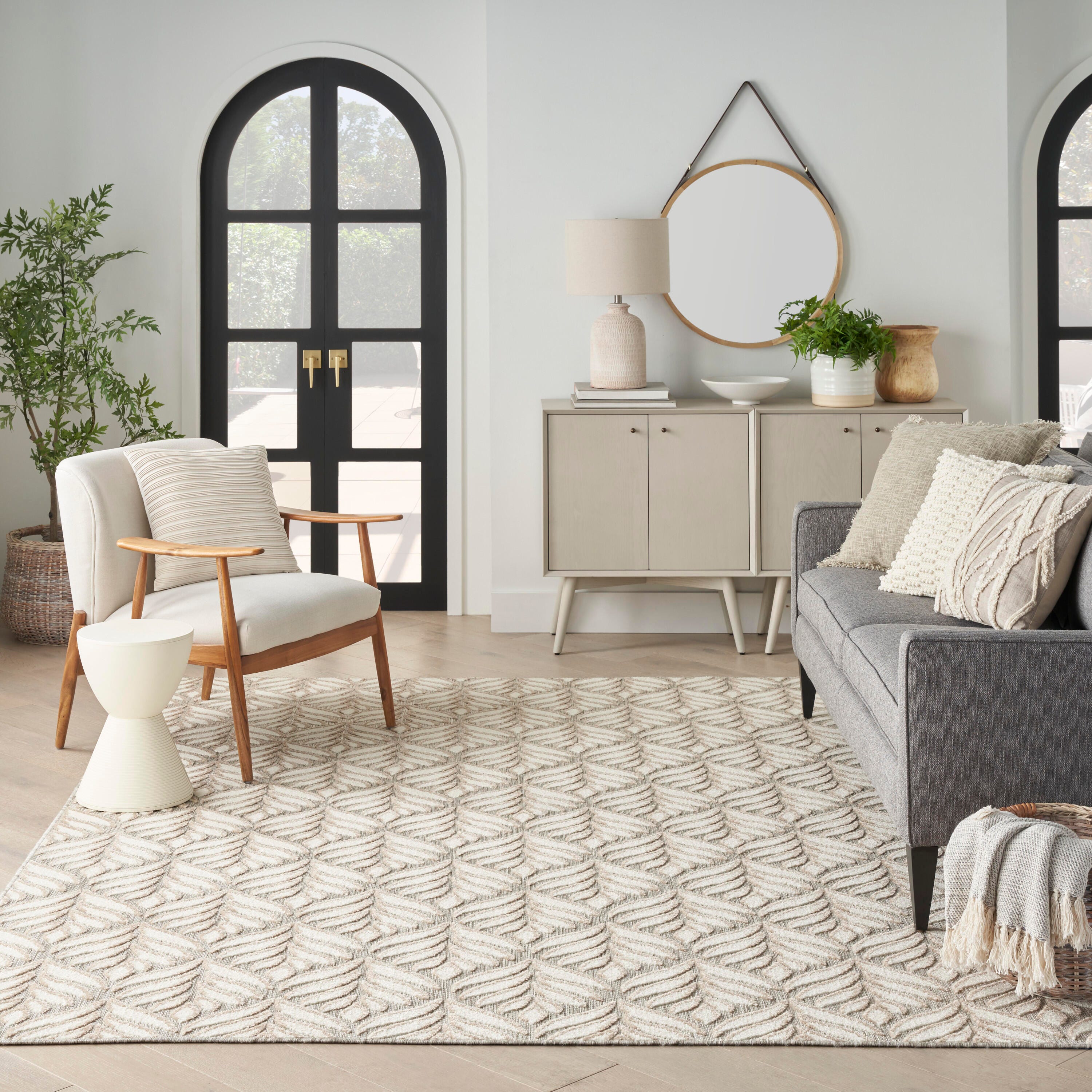 Nourison Home Splash 5'3" X 7'5 Texture Area Rug, Ivory/Gray, large