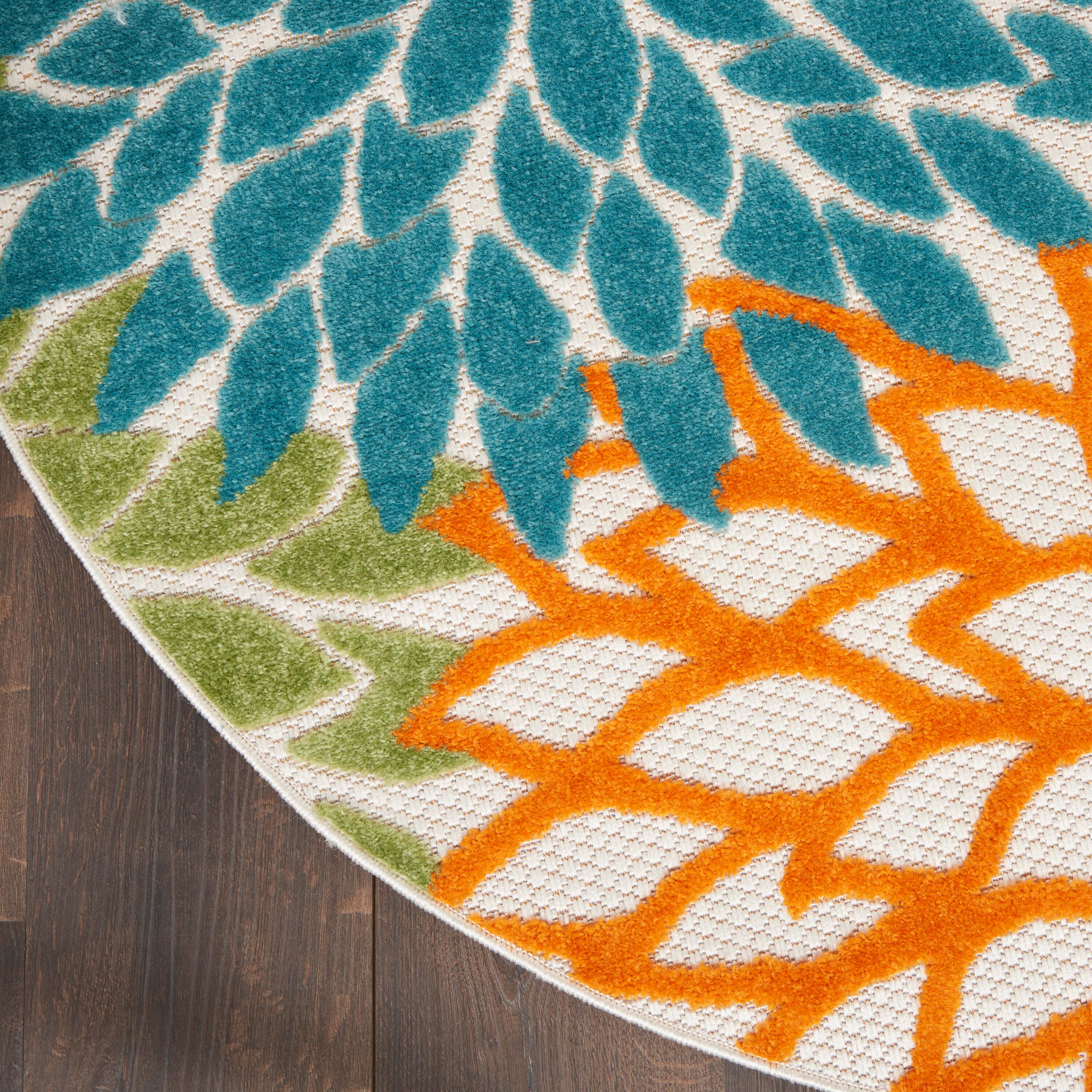 Nourison Home Splash 5'3" X Round Dahlia Floral Area Rug, Turquoise/Multi, large