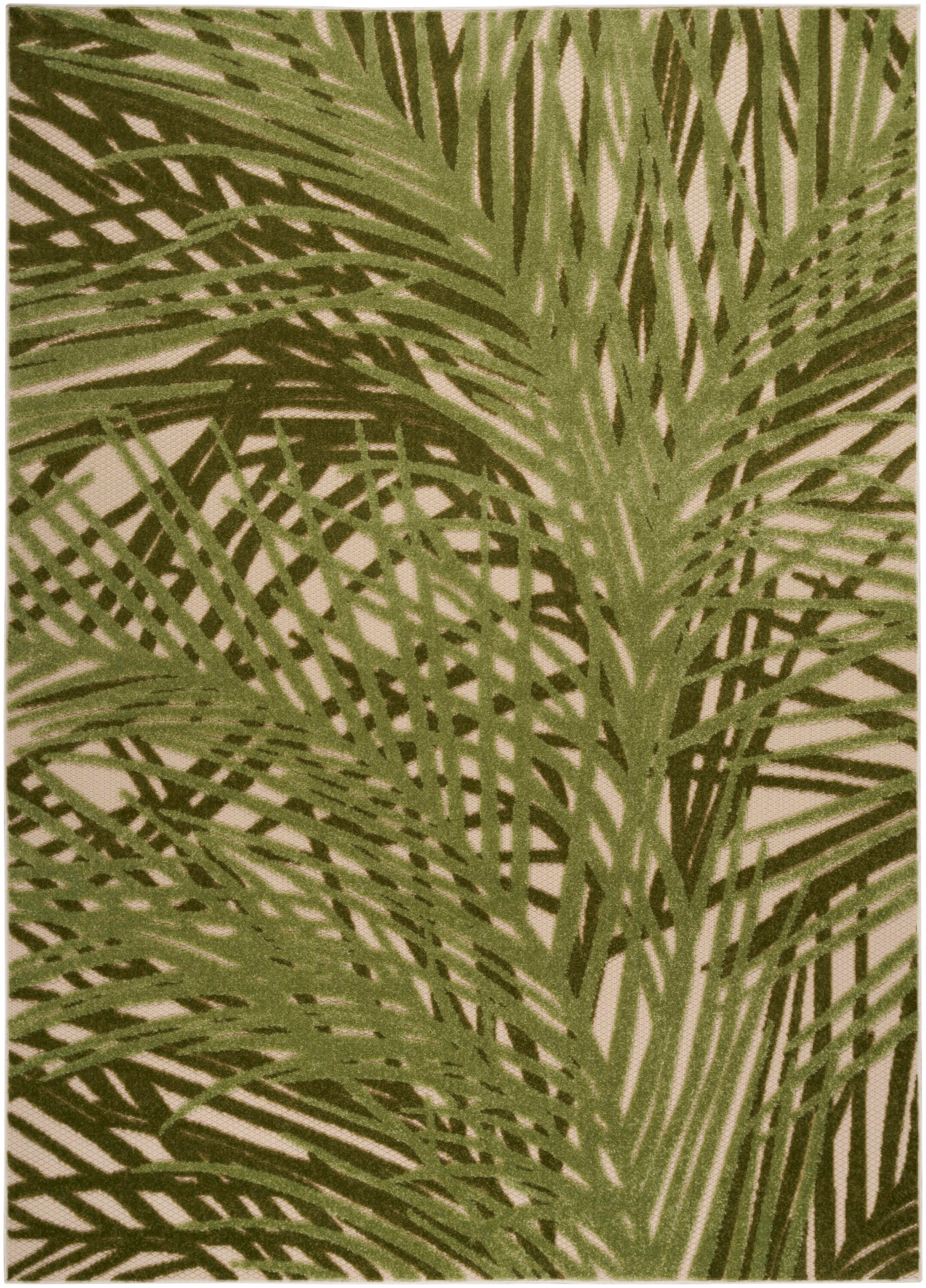 Nourison Home Splash 3'6" X 5'6 Organic Indoor/Outdoor Area Rug, Ivory/Green, large