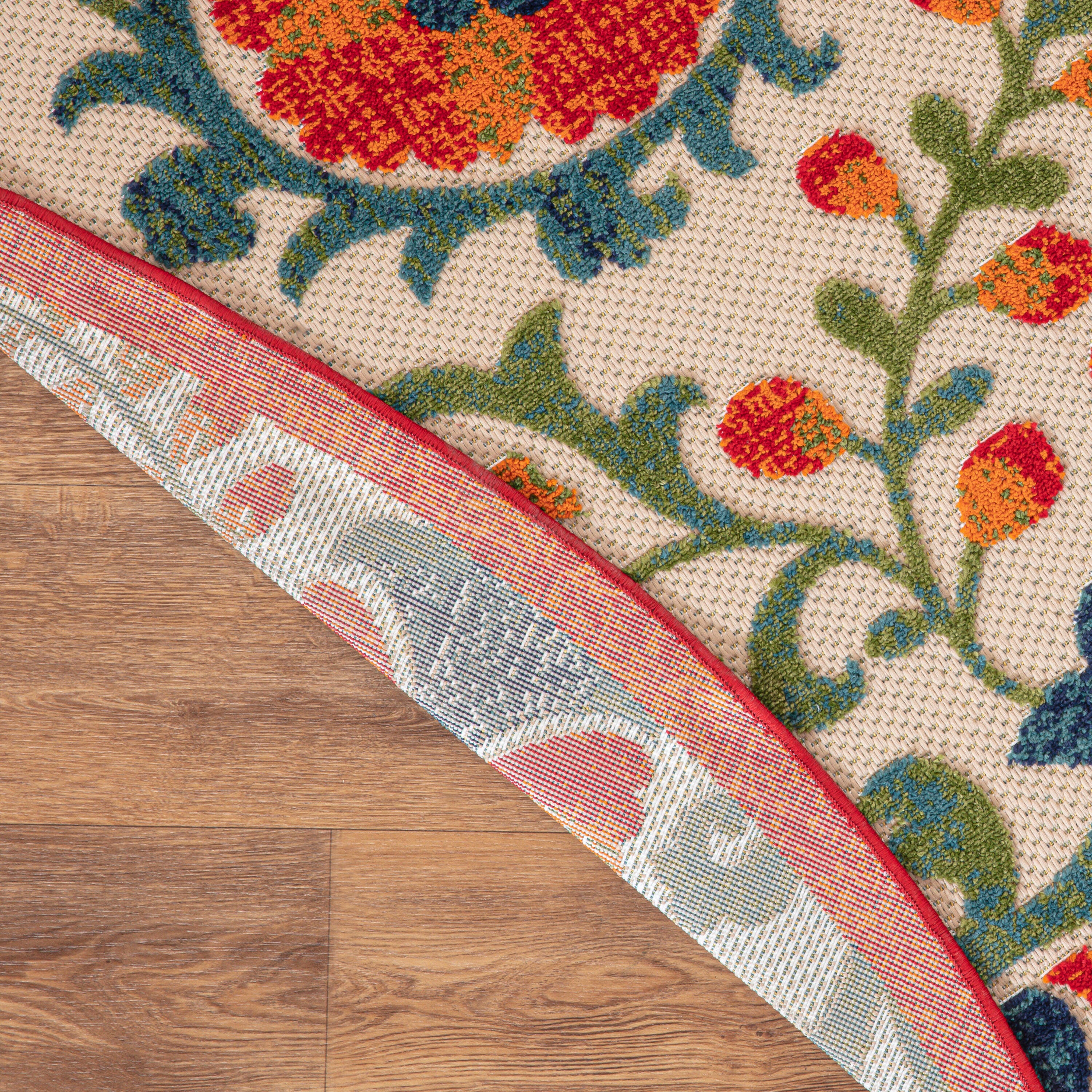 Nourison Home Splash 5'3" X Round Leafy Vines Area Rug, Red/Multi, large