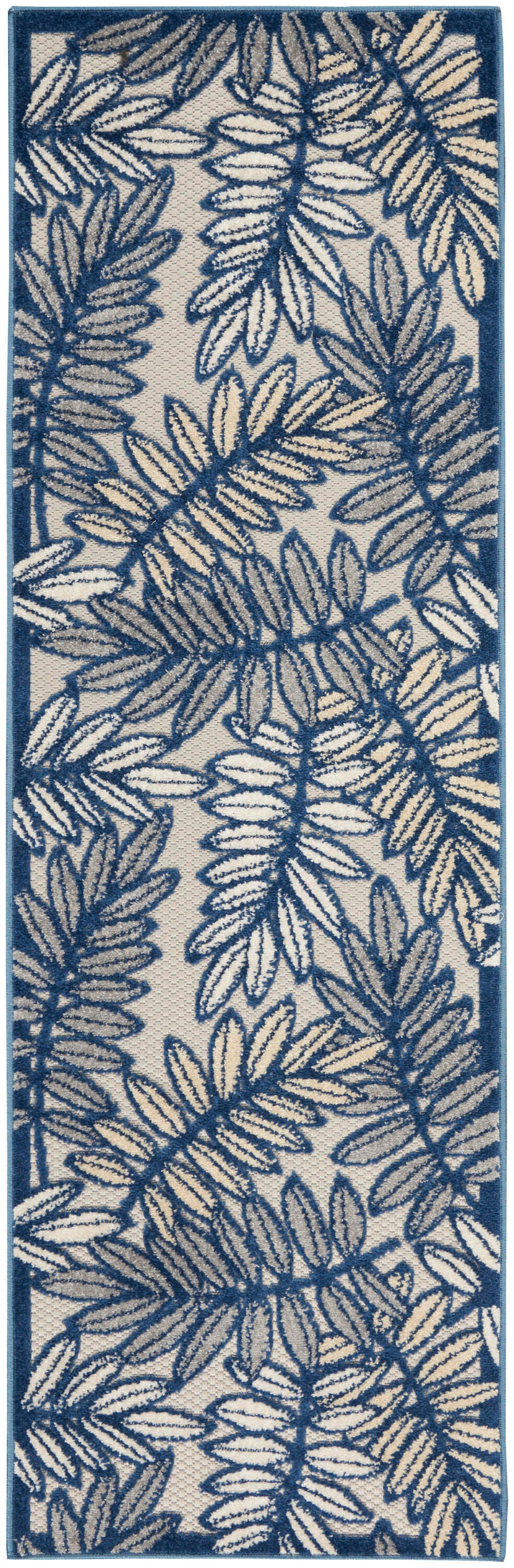 Nourison Home Splash 2'3" X 8' Botanical Pattern Area Rug, Ivory/Navy, large