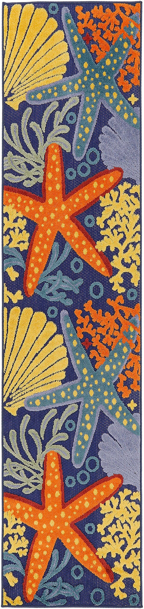 Nourison Home Splash 2' X 6' Sea Star Indoor/Outdoor Area Rug, Navy/Multi, large