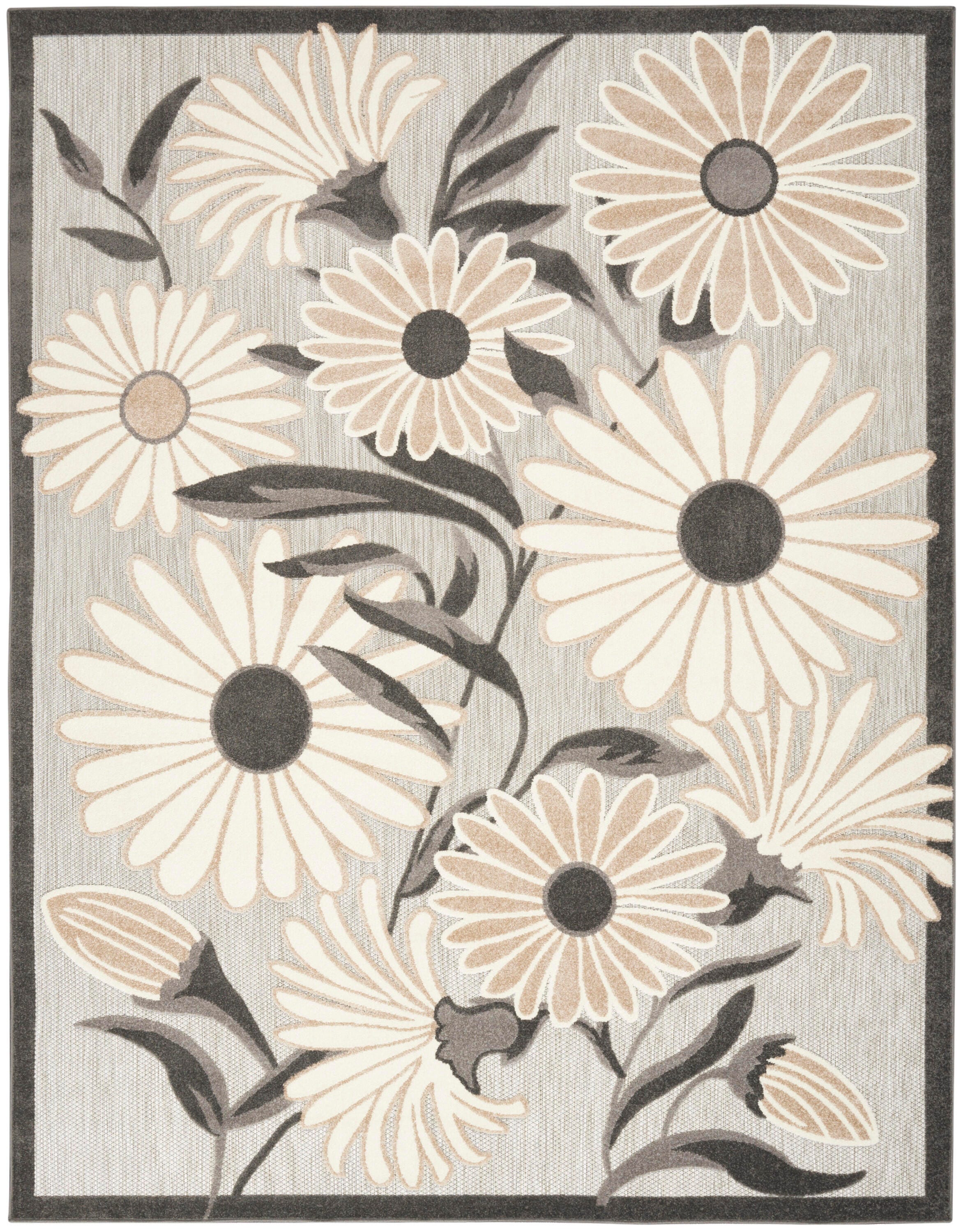 Nourison Home Splash 3'6" X 5'6 Daisy Floral Area Rug, Beige, large